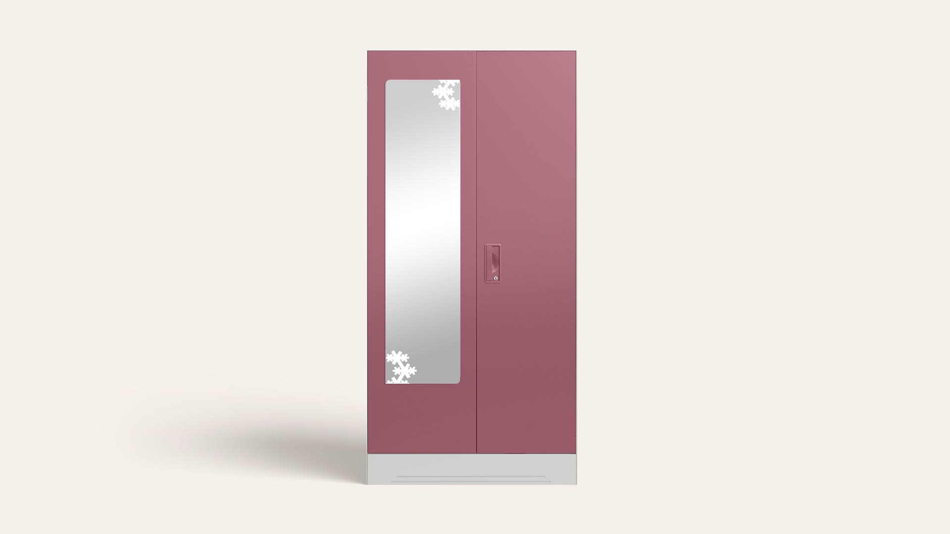 Slimline 2 Door Steel Almirah/Wardrobe with Star Design Mirror (Dusty Rose)