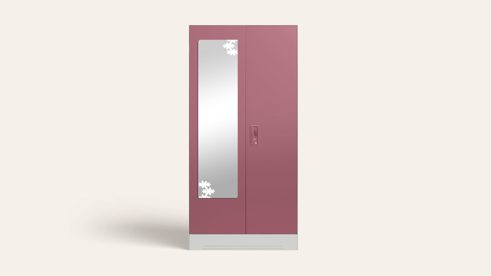 Slimline 2 Door Steel Almirah/Wardrobe with Star Design Mirror (Dusty Rose)
