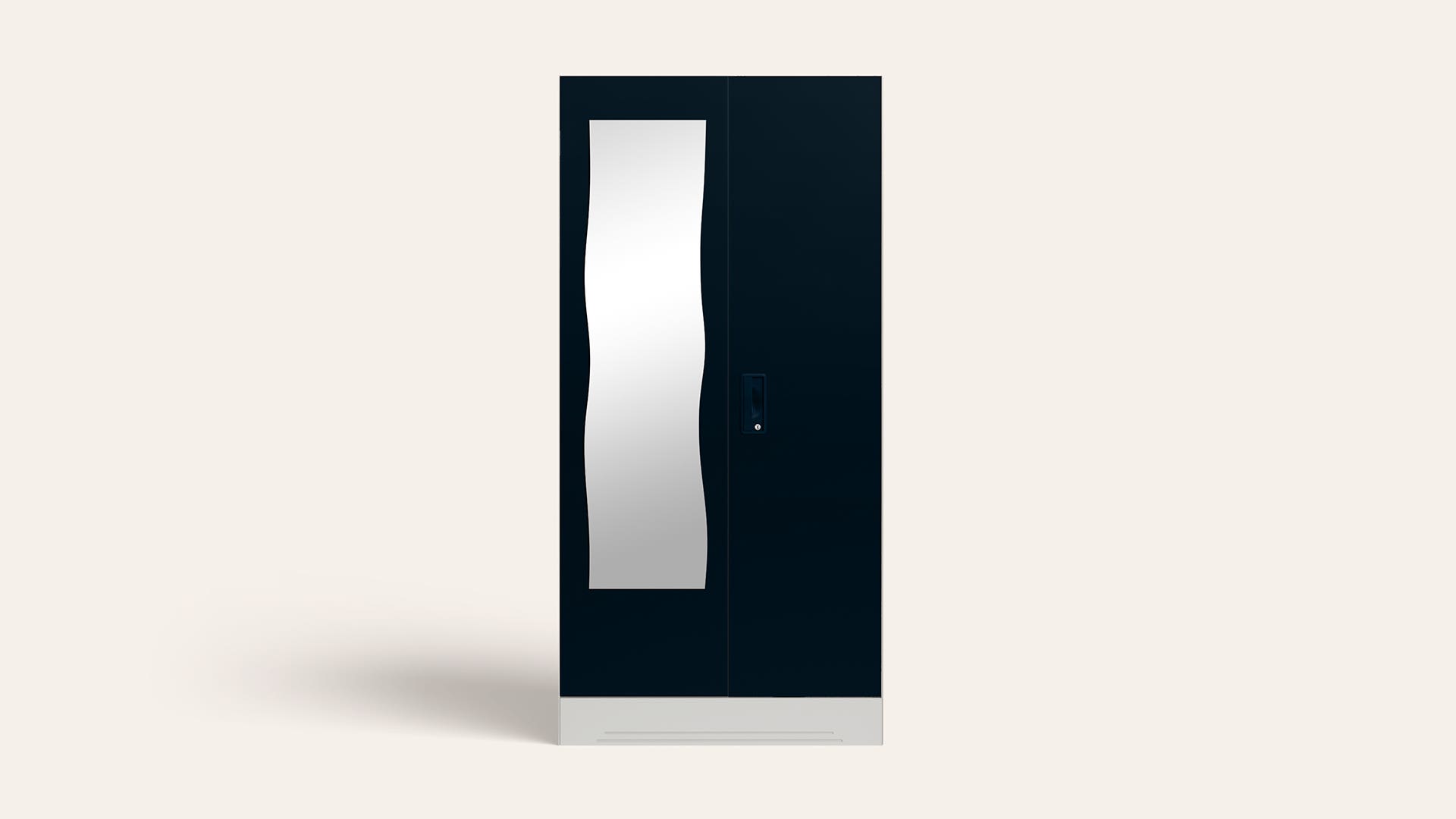 Slimline 2-Door Steel Almirah/Wardrobe with Curvy Mirror (Pacific Blue)