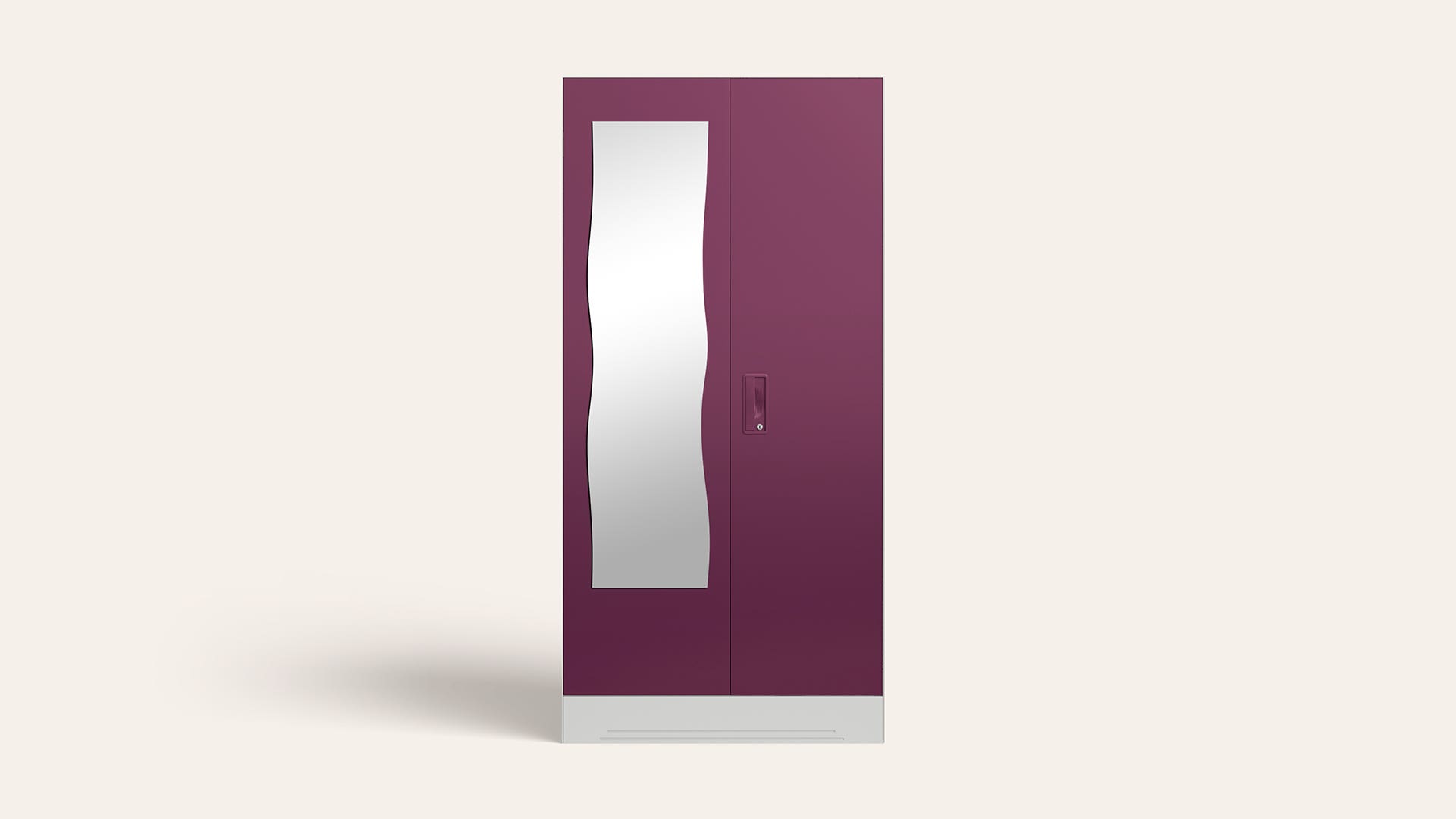 Slimline 2-Door Steel Almirah/Wardrobe with Curvy Mirror (Purple)