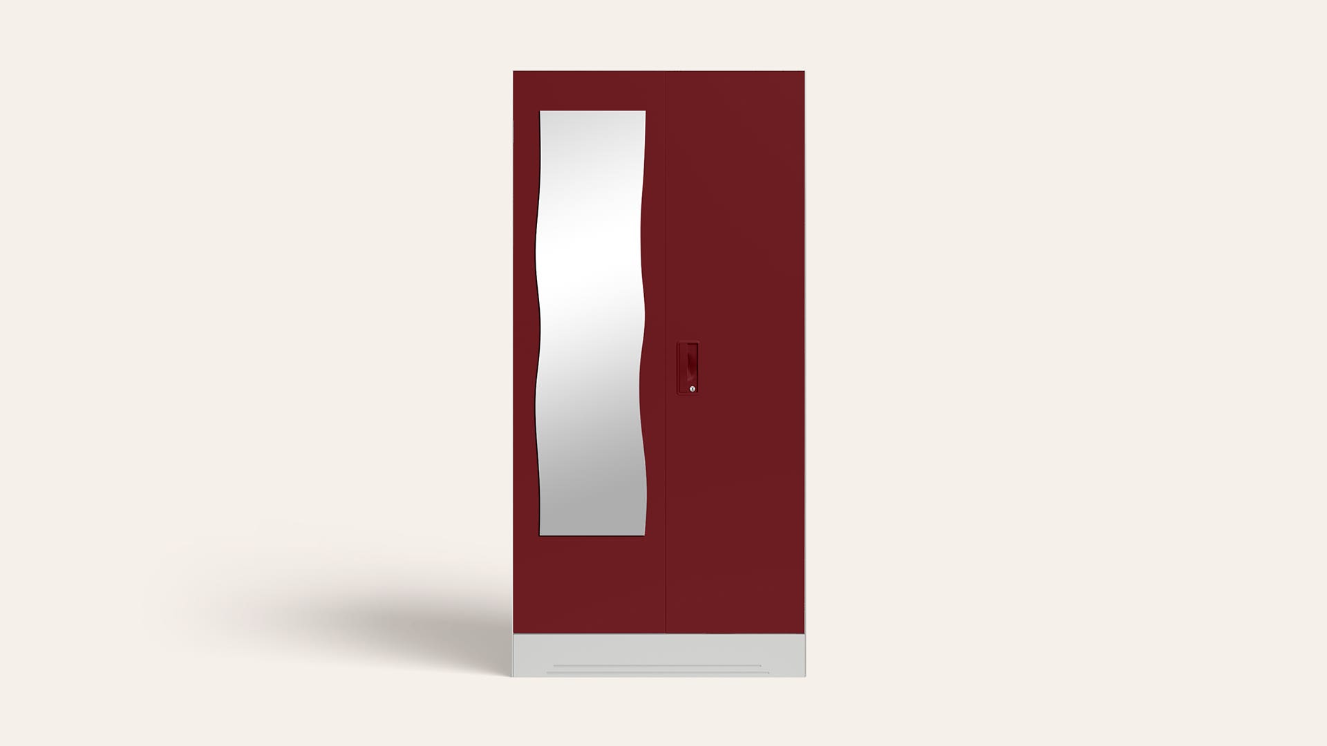 Slimline 2-Door Steel Almirah/Wardrobe with Curvy Mirror (Carmine Red)