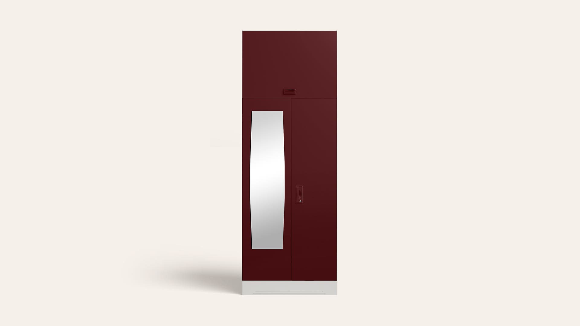 Slimline 2-Door Steel Almirah/Wardrobe with Plain Mirror (Russet)