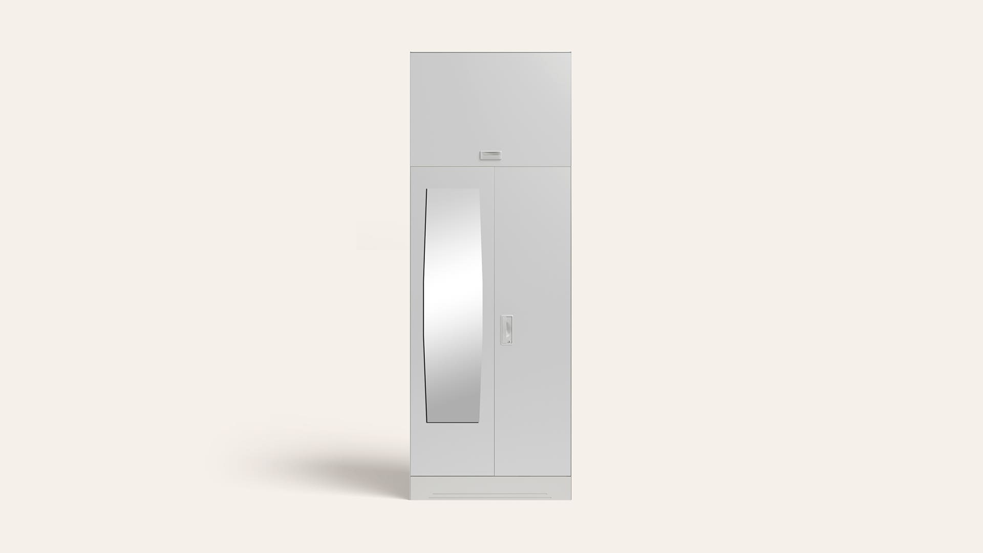 Slimline 2-Door Steel Almirah/Wardrobe with Plain Mirror (Royal Ivory)