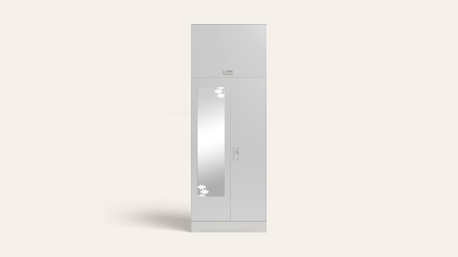 Slimline 2-Door Steel Almirah/Wardrobe with Star Mirror (Royal Ivory)