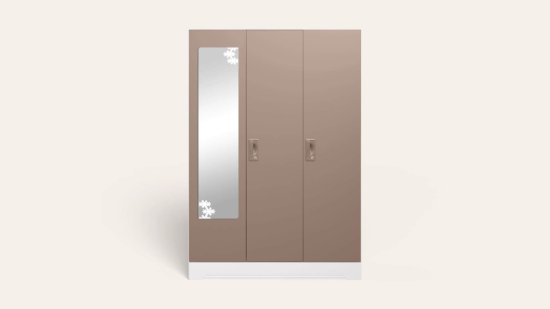 Slimline 3 Door Steel Almirah/Wardrobe with Star Design Mirror (Portabella Matte)