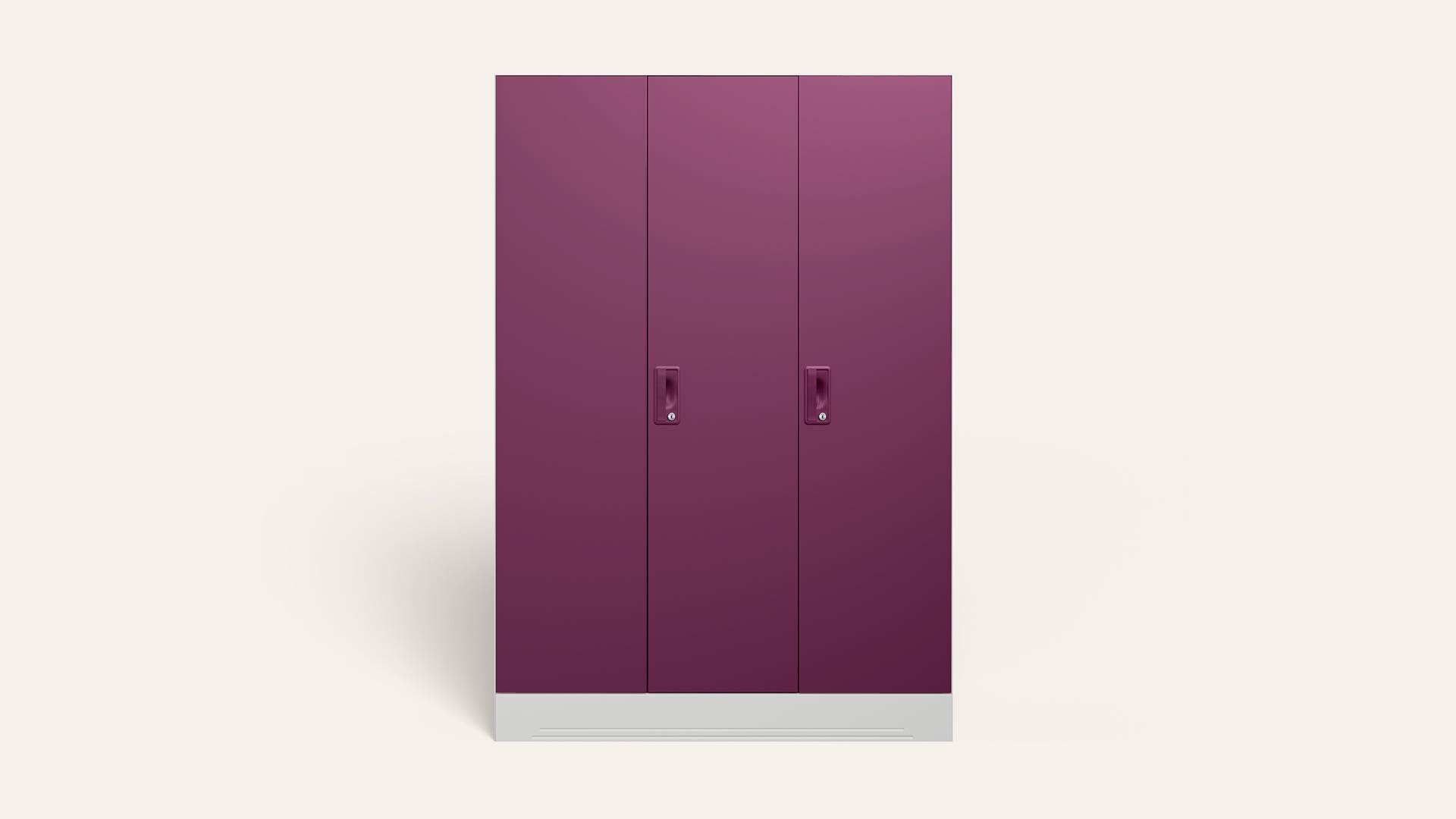 Slimline 3-Door Steel Almirah/Wardrobe (Purple)