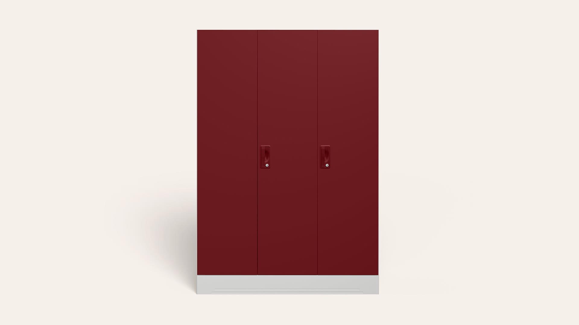 Slimline 3-Door Steel Almirah/Wardrobe (Carmine Red)