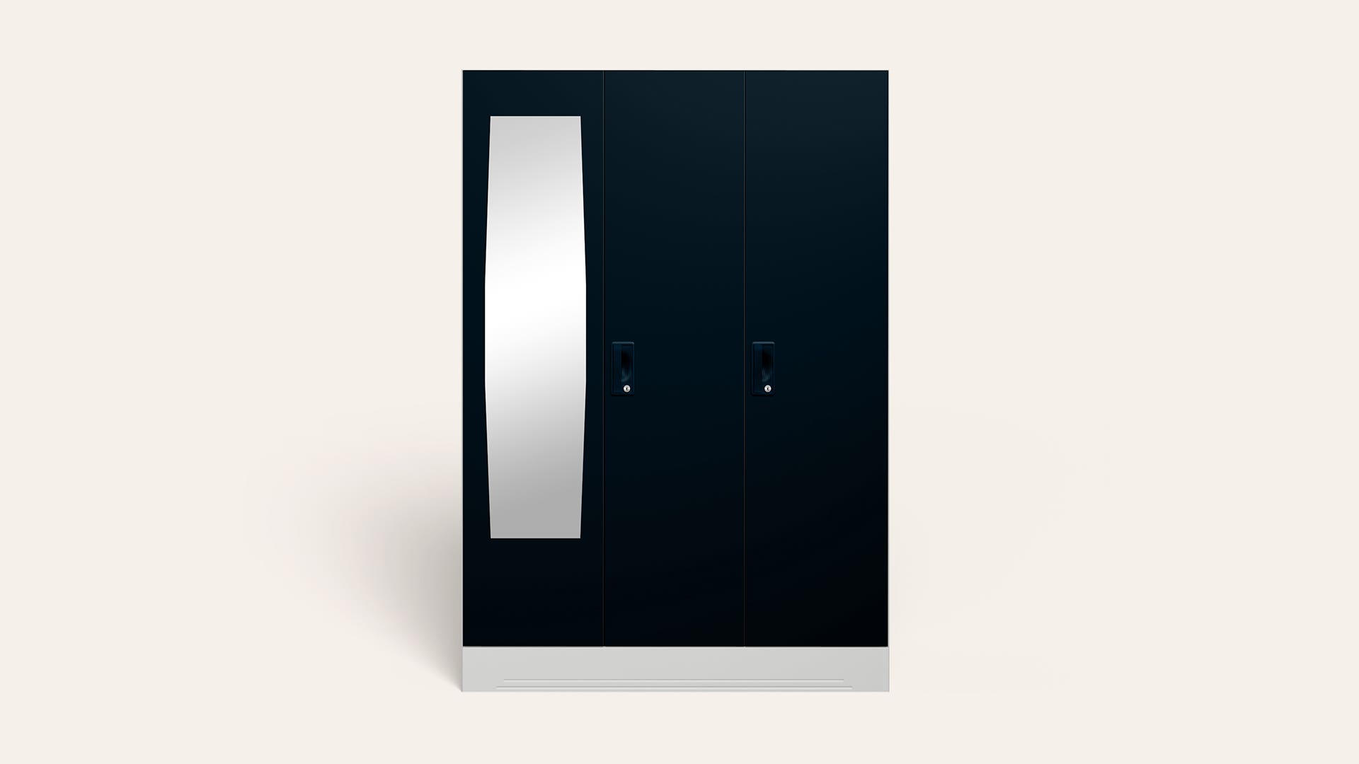 Slimline 3-Door Steel Almirah/Wardrobe with Plain Mirror (Pacific Blue)