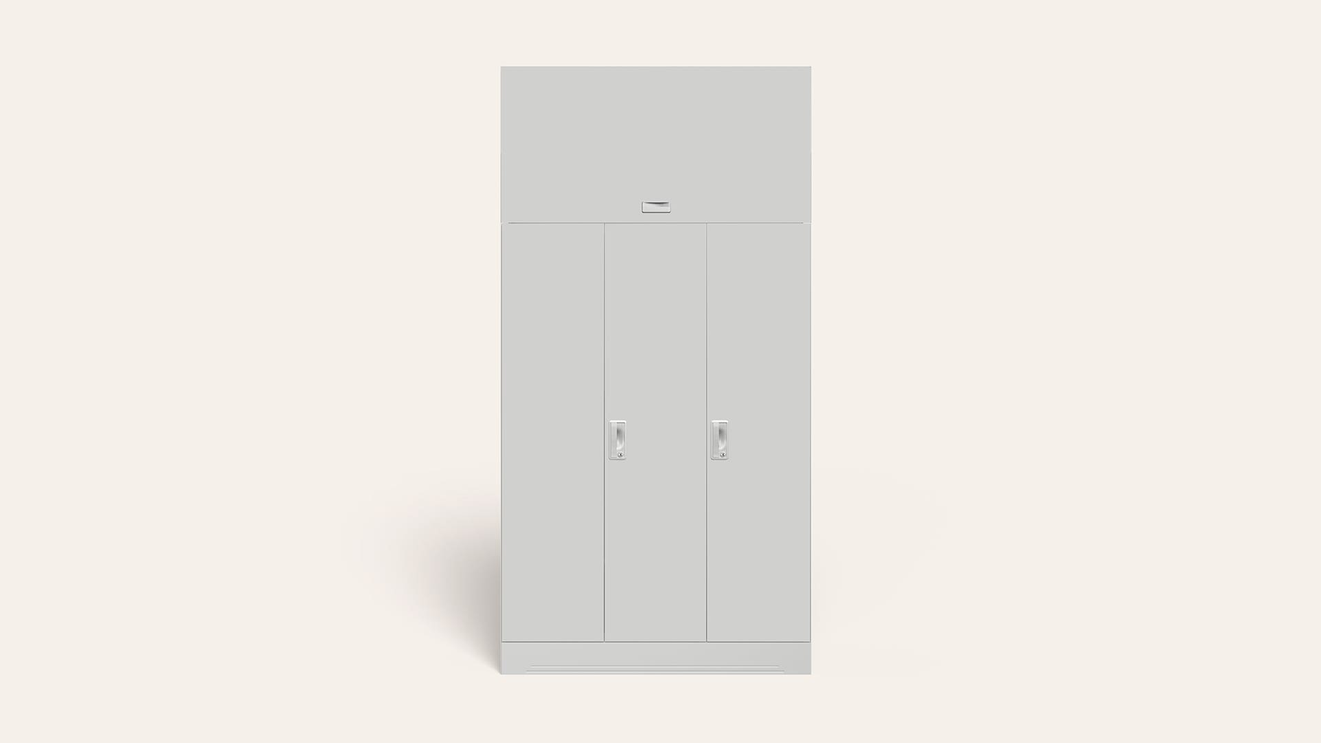 Slimline 3-Door Steel Almirah/Wardrobe with Plain Mirror (Royal Ivory)