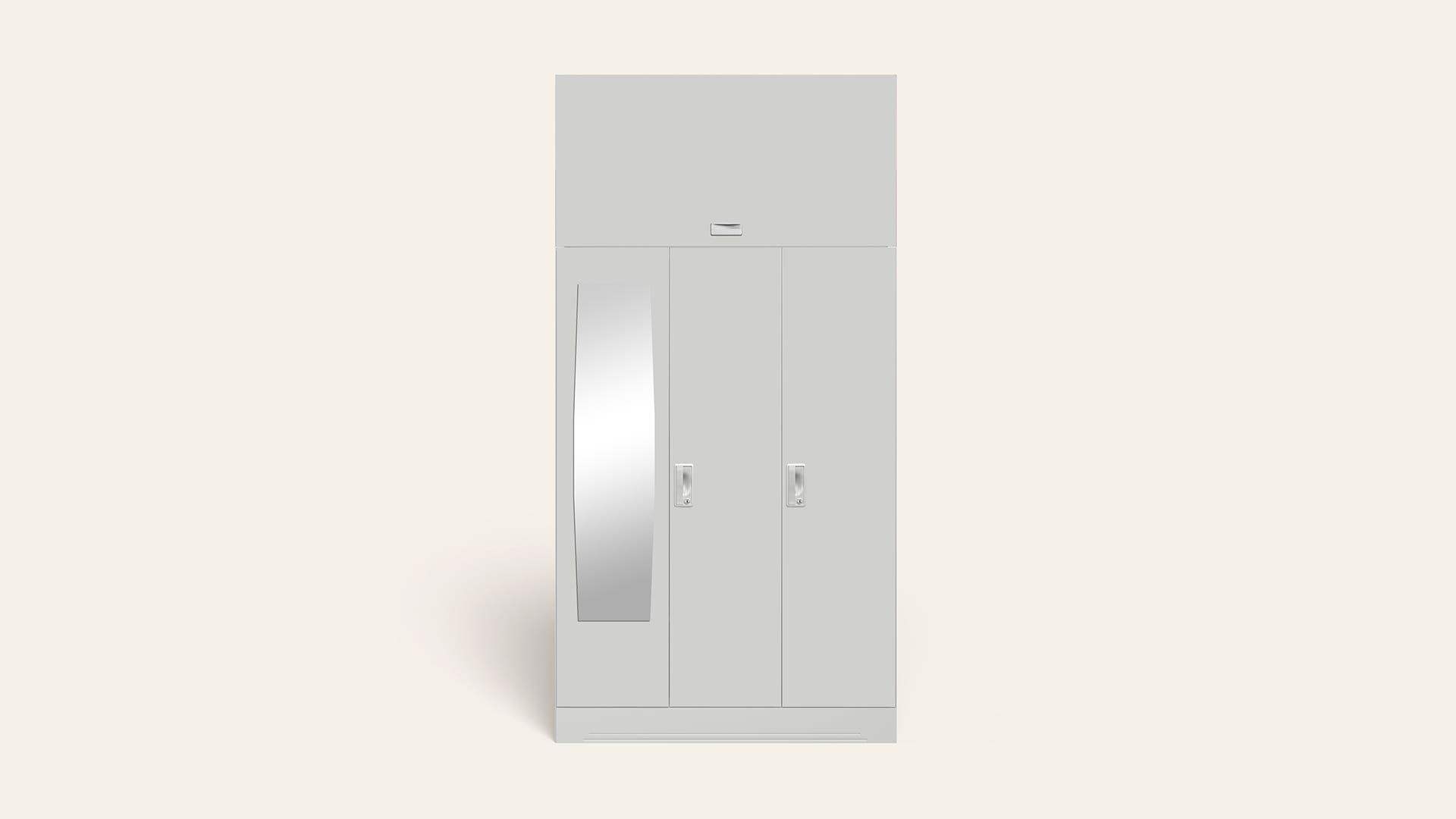 Slimline 3-Door Steel Almirah/Wardrobe with Plain Mirror (Royal Ivory)