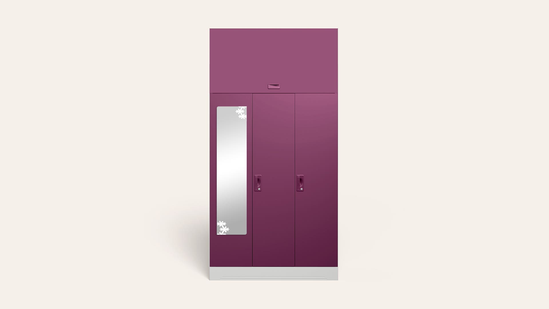 Slimline 3-Door Steel Almirah/Wardrobe with Star Mirror (Purple)