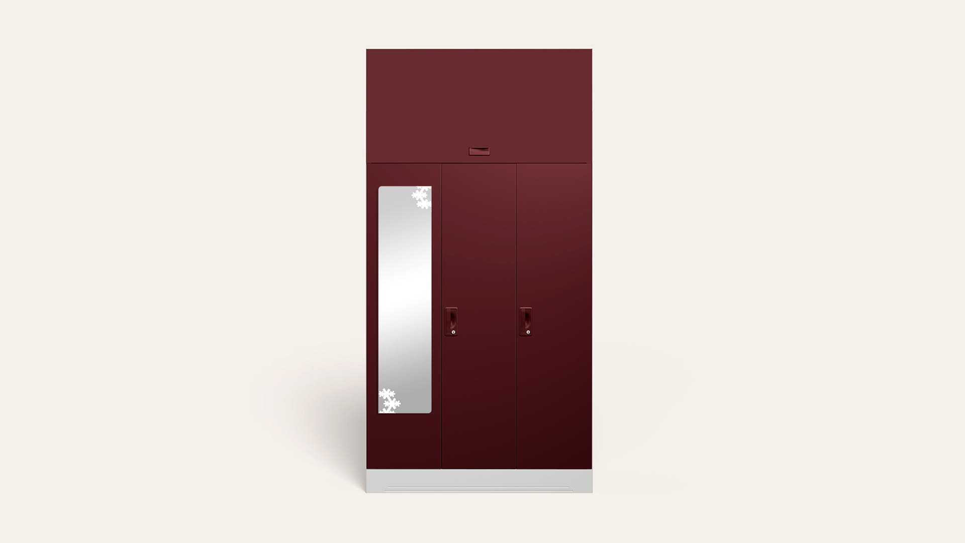 Slimline 3-Door Steel Almirah/Wardrobe with Star Mirror (Russet)