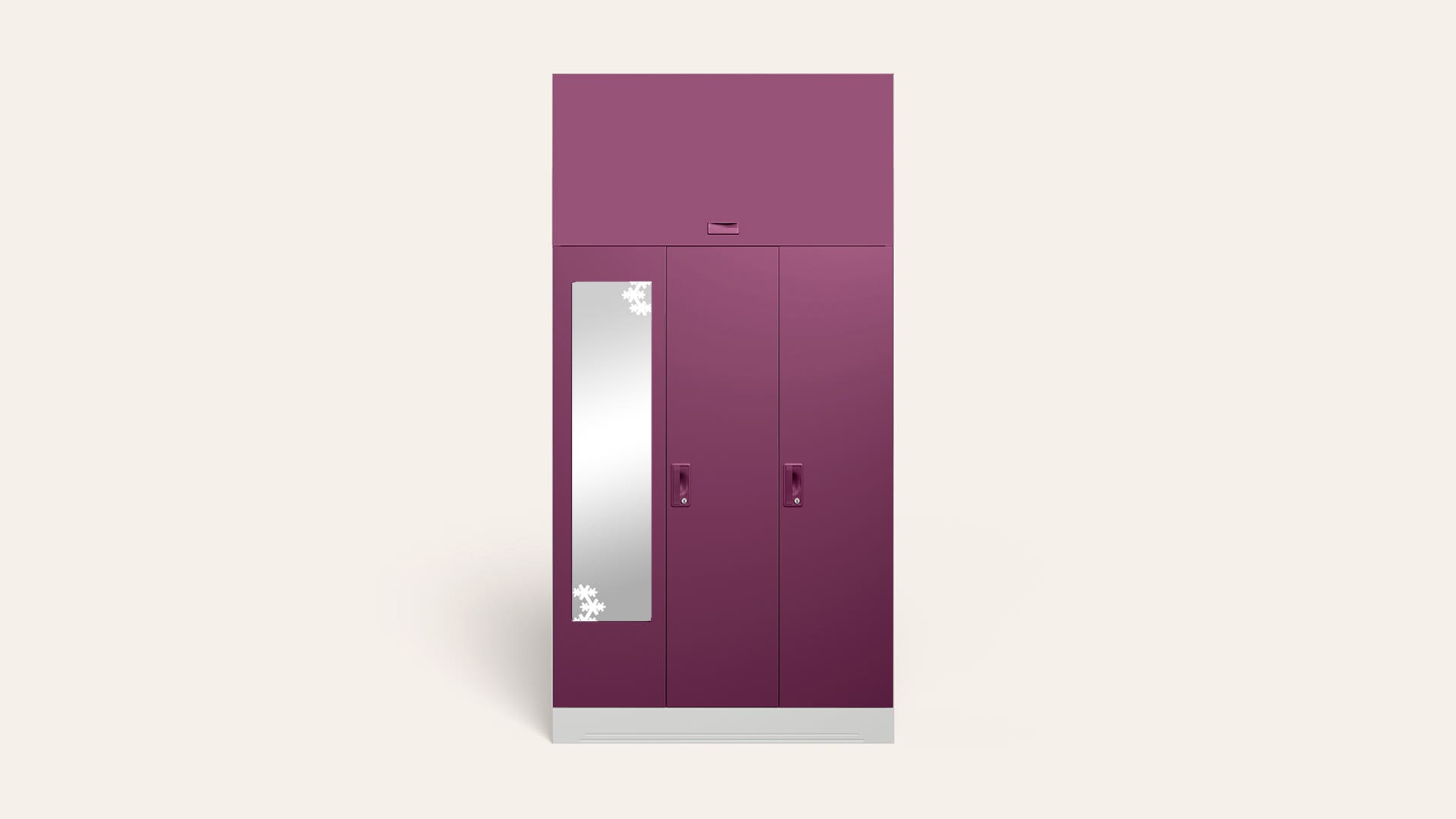 Slimline 3-Door Steel Almirah/Wardrobe with Star Mirror (Purple)