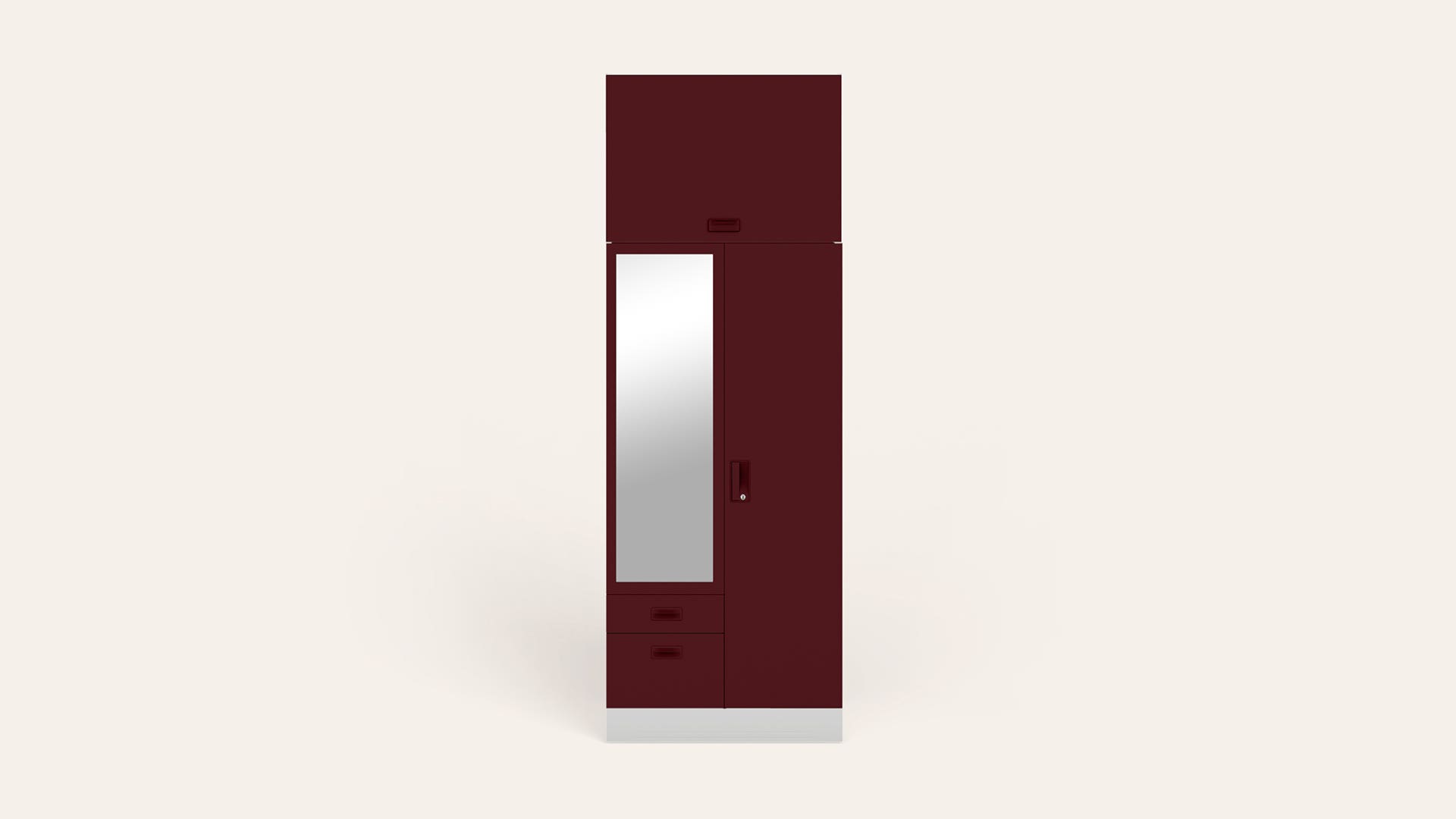 Slimline Dual 2-Door Steel Almirah/Wardrobe with Mirror (Russet)