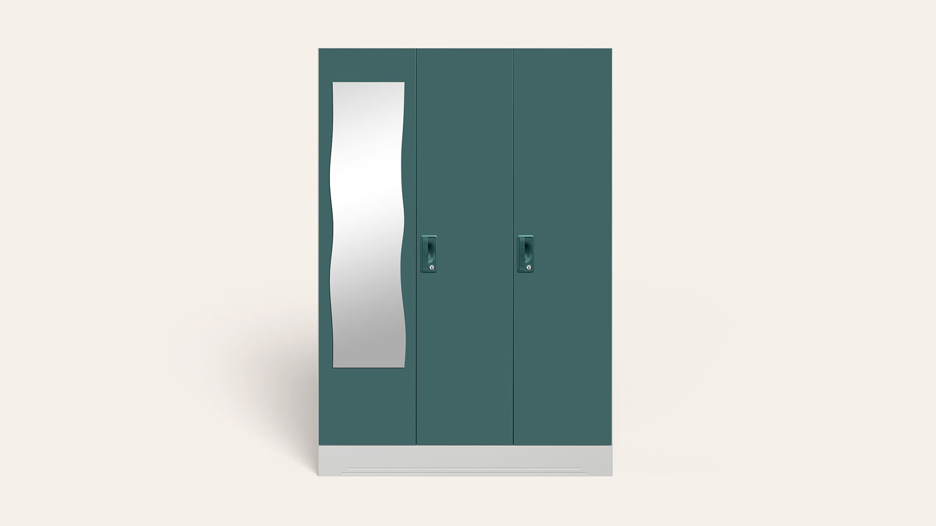 Slimline 3-Door Steel Almirah/Wardrobe with Curvy Mirror (Textured Sea Pine)