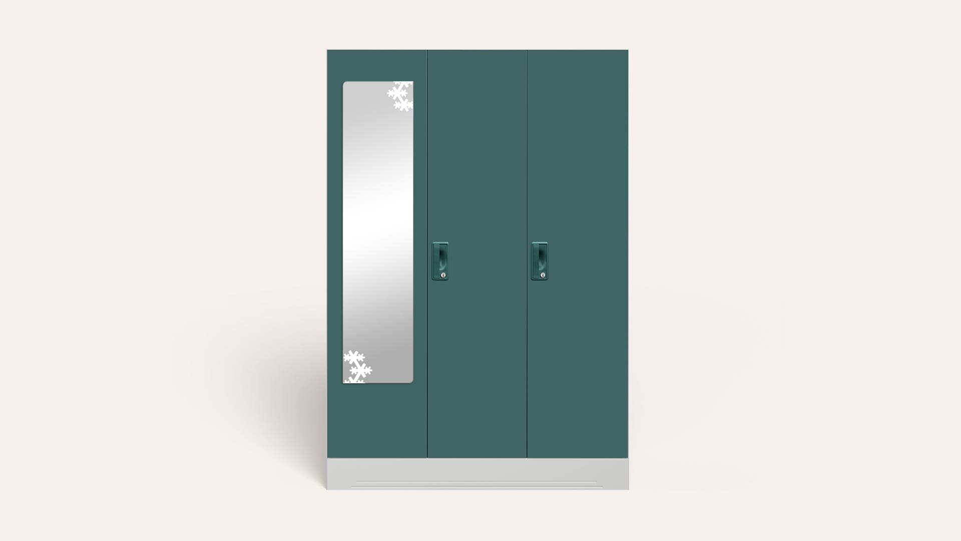 Slimline 3-Door Steel Almirah/Wardrobe with Star Mirror (Textured Sea Pine)