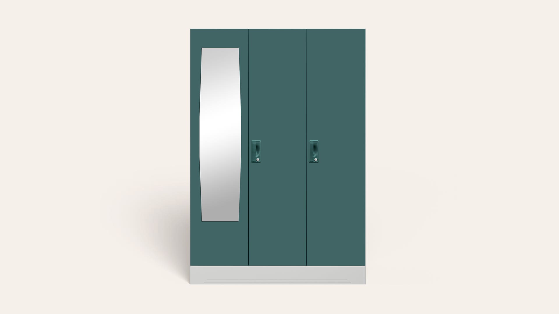 Slimline 3-Door Steel Almirah/Wardrobe with Plain Mirror (Textured Sea Pine)