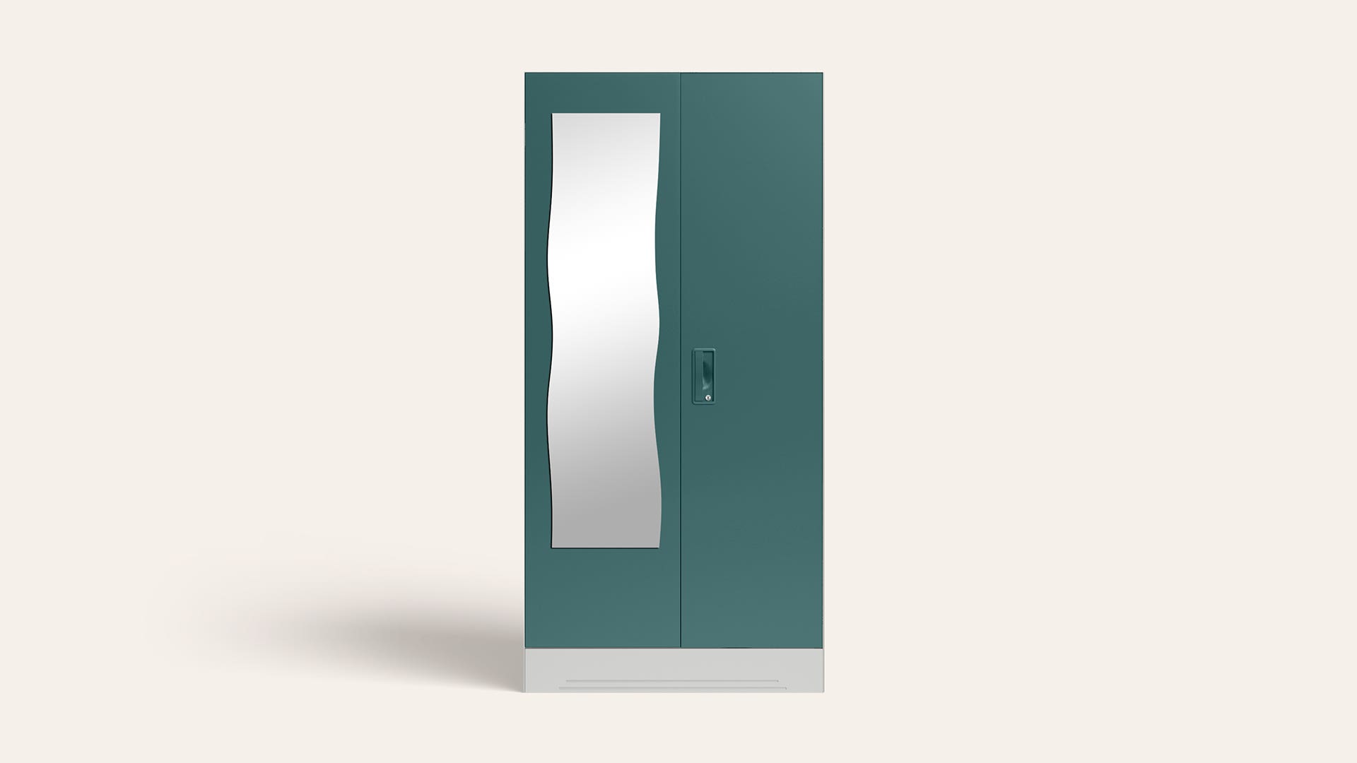 Slimline 2-Door Steel Almirah/Wardrobe with Curvy Mirror (Textured Sea Pine)