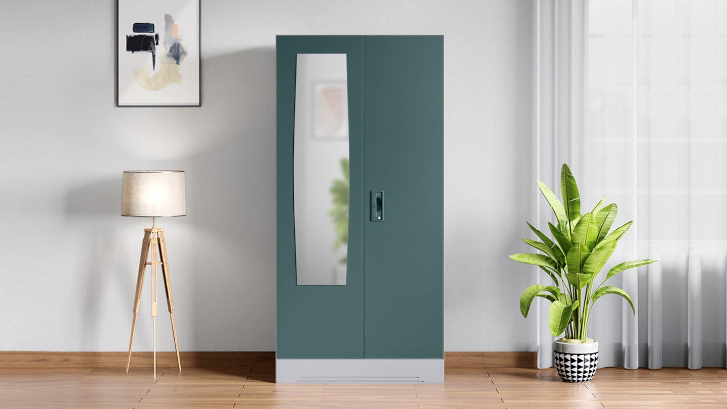 Slimline 2 Door with 4 shelves, Mirror and OHU