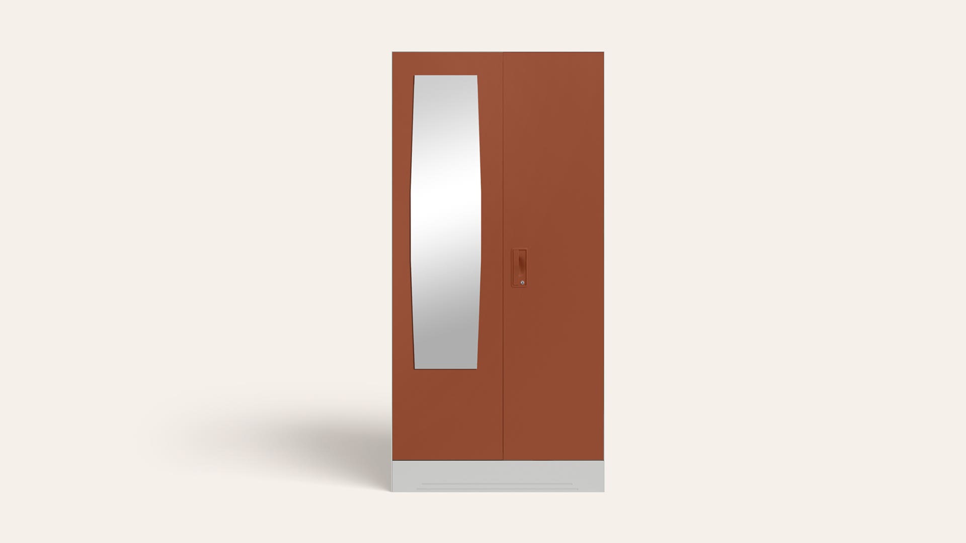 Slimline 2-Door Steel Almirah/Wardrobe with Plain Mirror (Baked Clay)