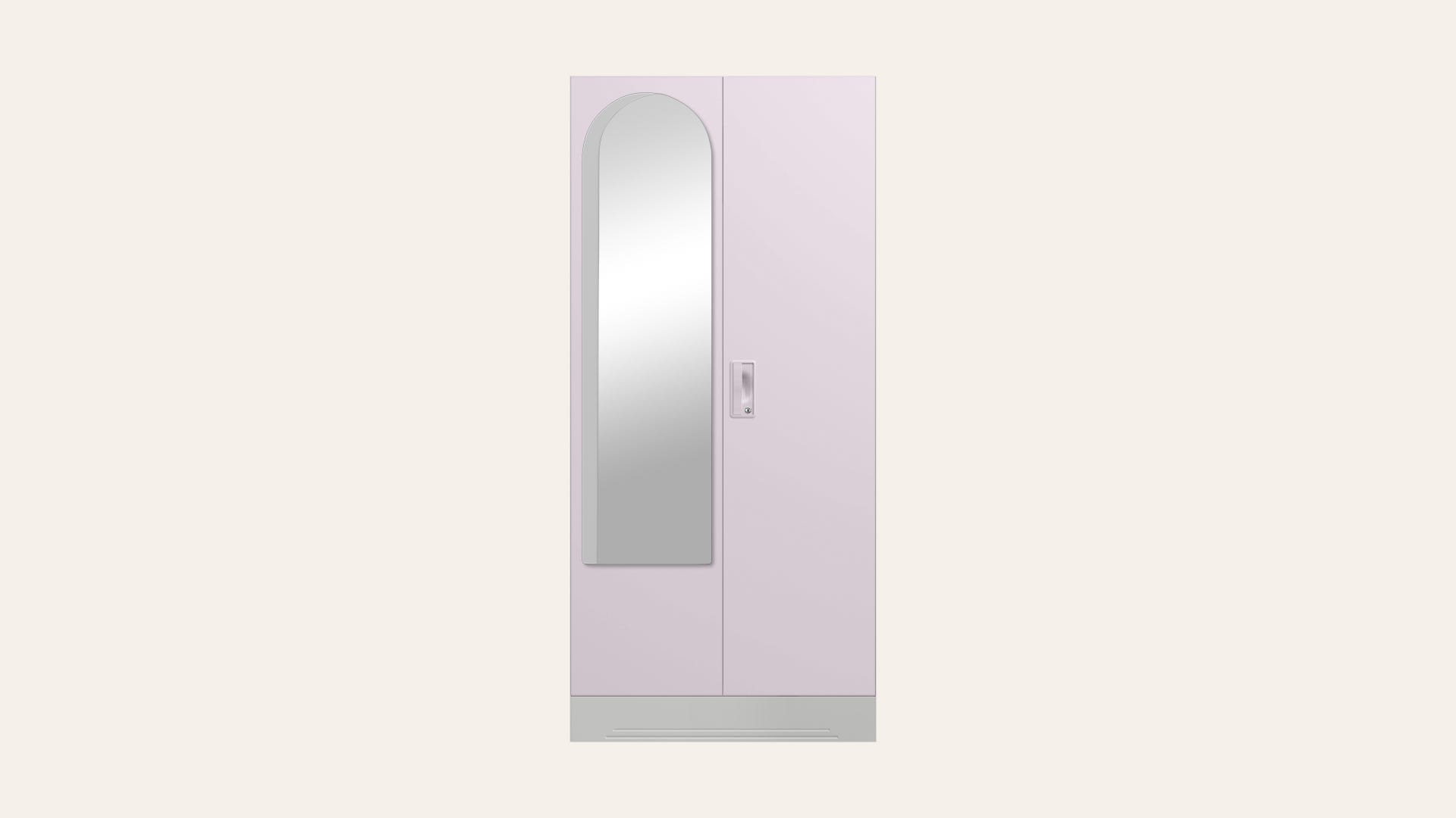 Slimline 2-Door Steel Almirah/Wardrobe with Halo Mirror (Lilac Glaze)