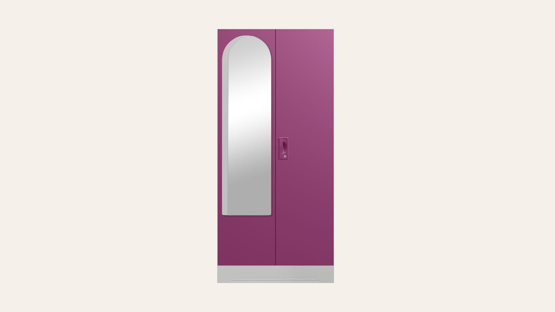 Slimline 2-Door Steel Almirah/Wardrobe with Halo Mirror (Purple)