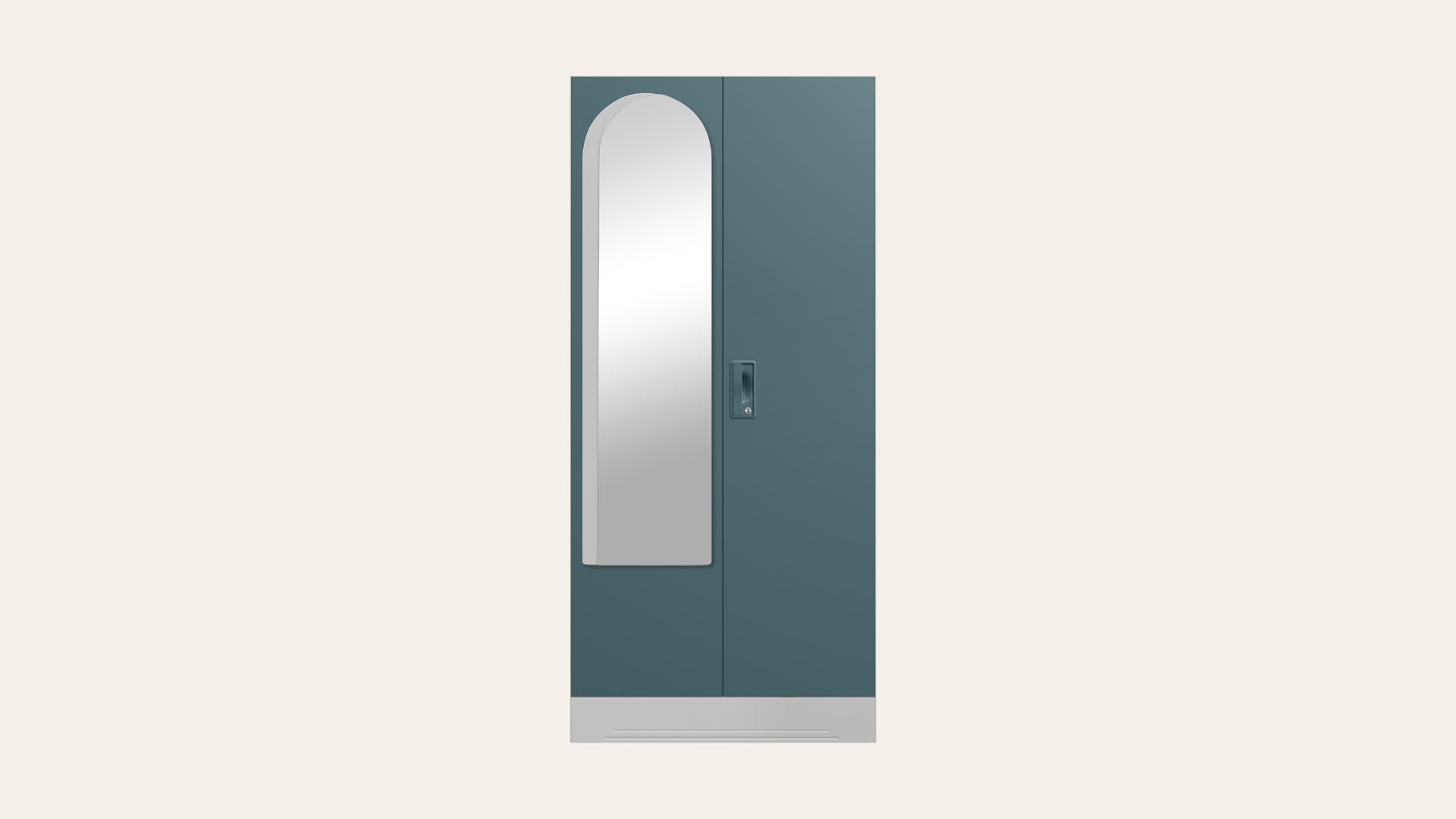 Slimline 2-Door Steel Almirah/Wardrobe with Halo Mirror (Sea Pine)
