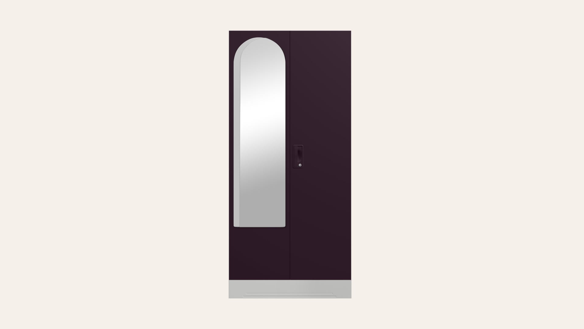 Slimline 2-Door Steel Almirah/Wardrobe with Halo Mirror (Shellwine Red)