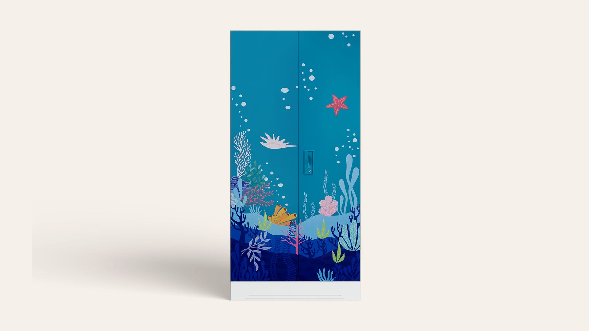 Slimline 2-Door Steel Almirah/Wardrobe (Digital Printed Teal Blue)