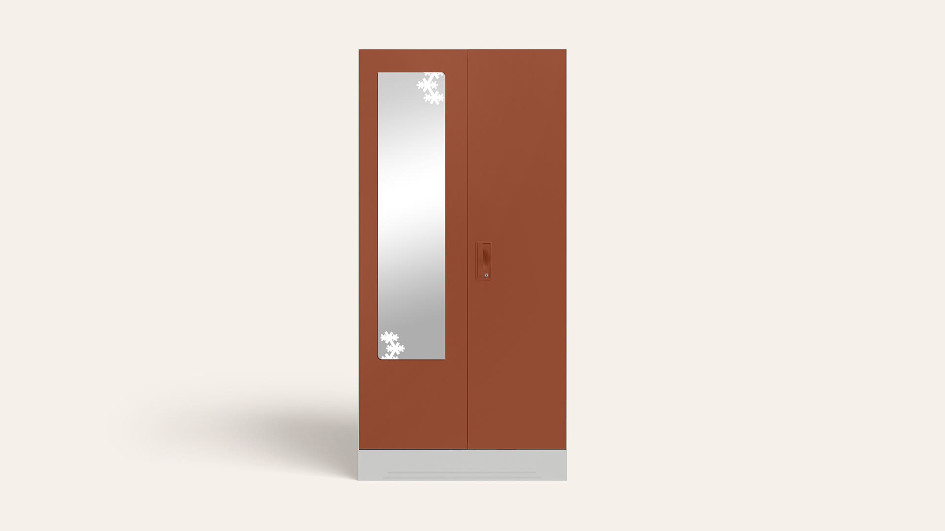 Slimline 2-Door Steel Almirah/Wardrobe with Star Mirror (Baked Clay)