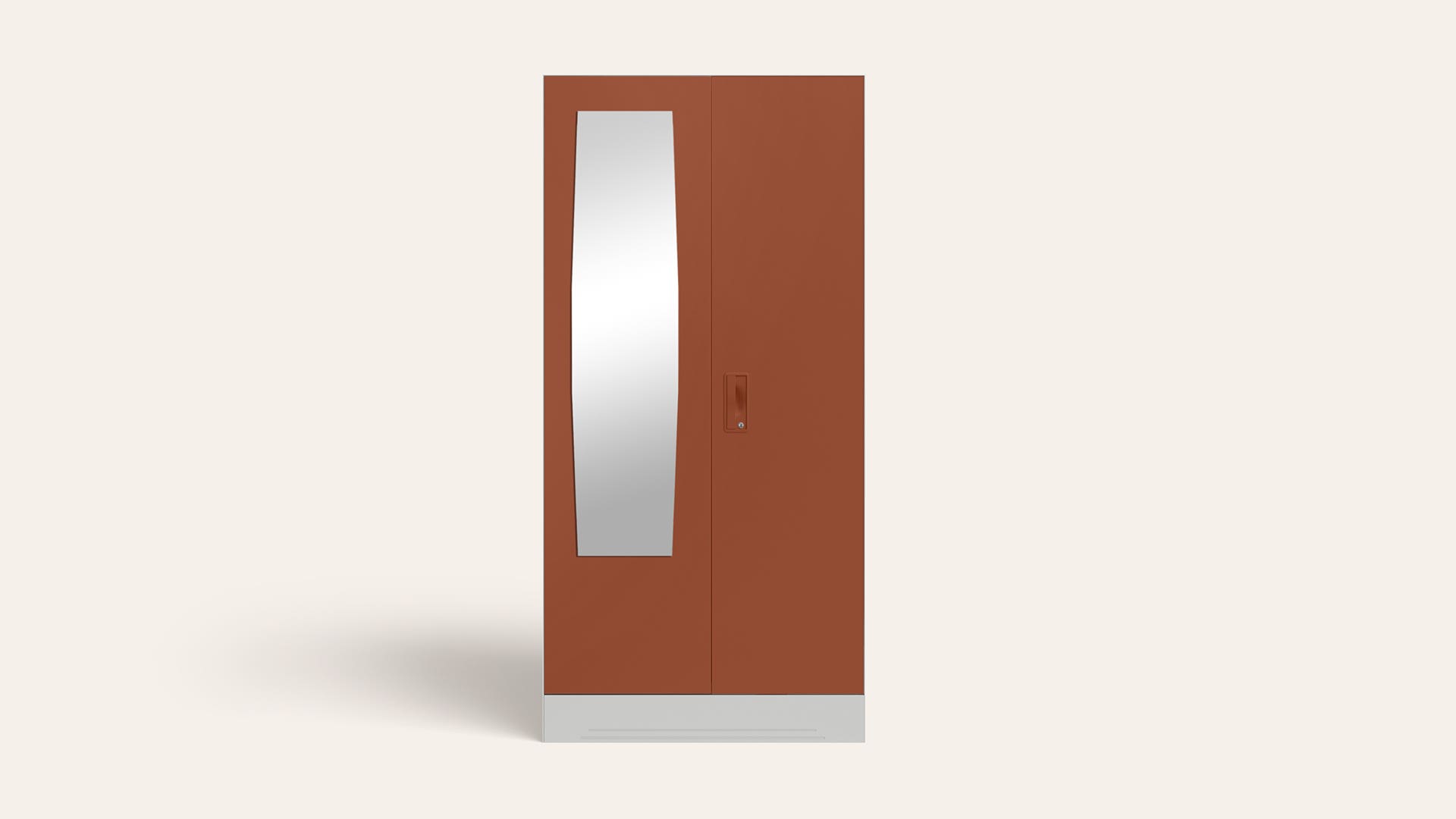 Slimline 2-Door Steel Almirah/Wardrobe with Plain Mirror (Baked Clay)