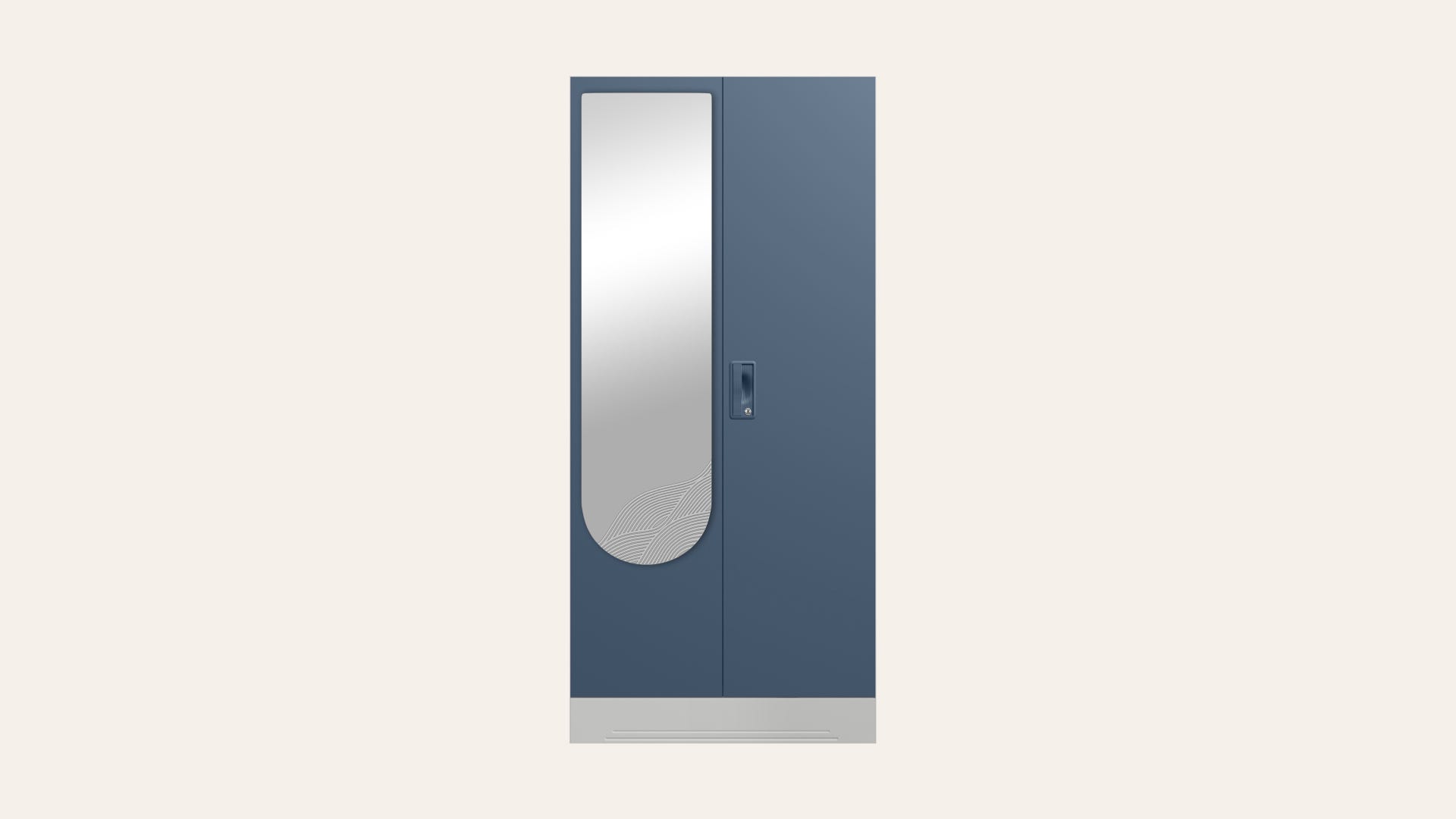 Slimline 2-Door Steel Almirah/Wardrobe with Wave Mirror (Blue Fusion)