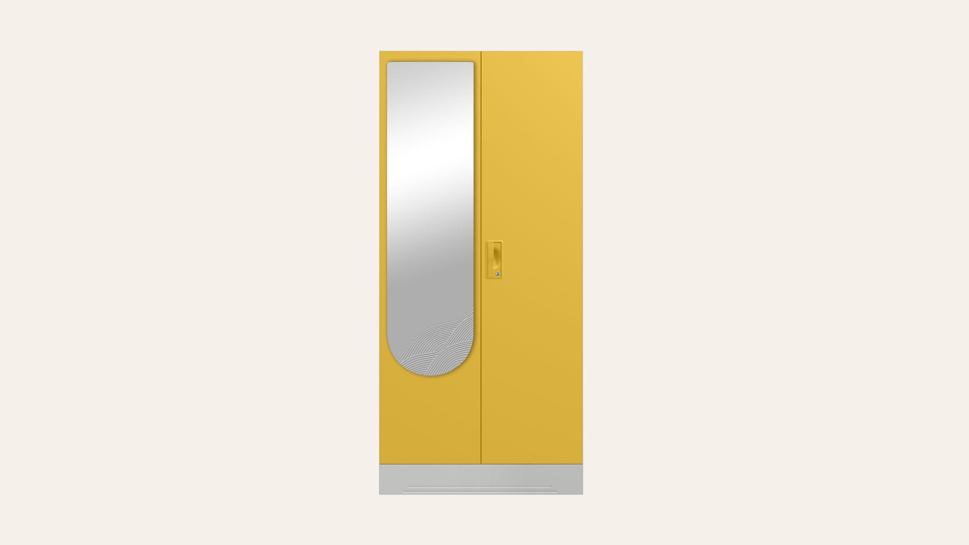 Slimline 2-Door Steel Almirah/Wardrobe with Wave Mirror (Calendula)