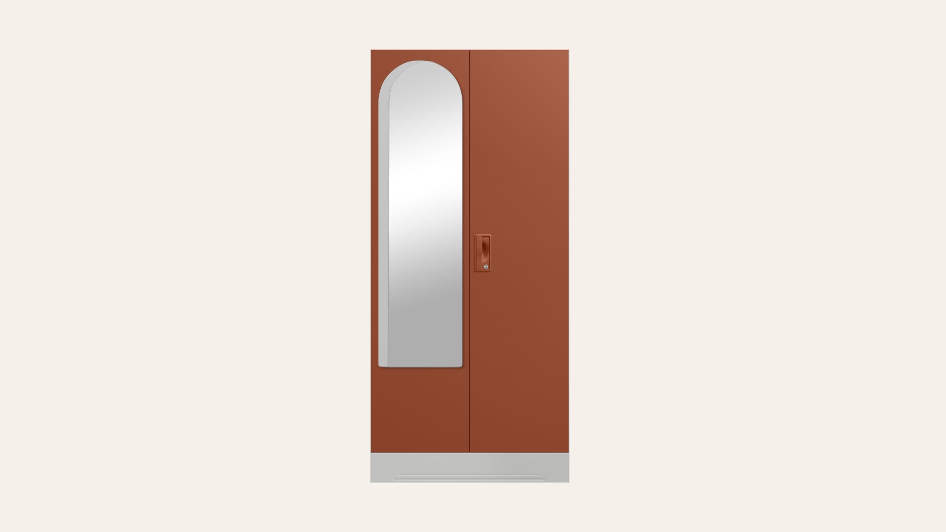 Slimline 2-Door Steel Almirah/Wardrobe with Halo Mirror (Baked Clay)