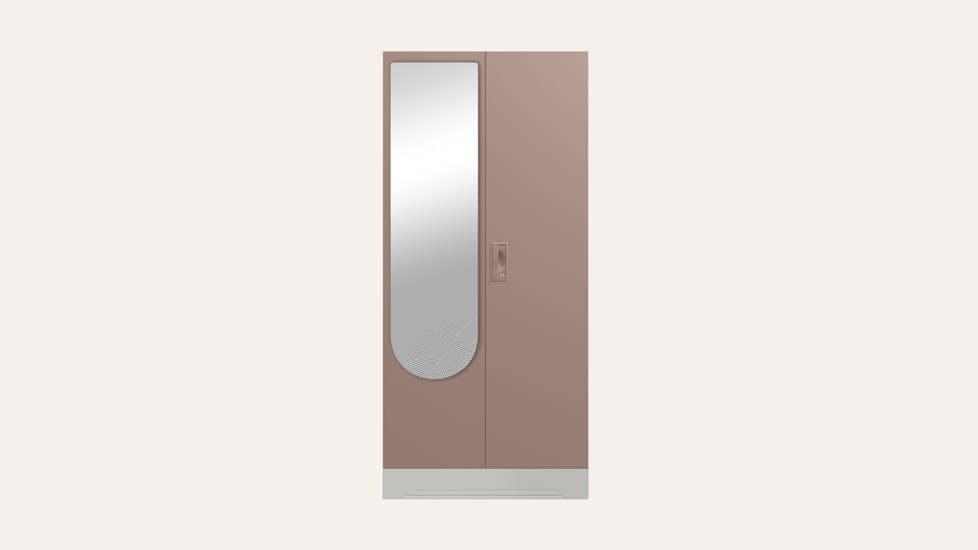 Slimline 2-Door Steel Almirah/Wardrobe with Wave Mirror (Portabella)