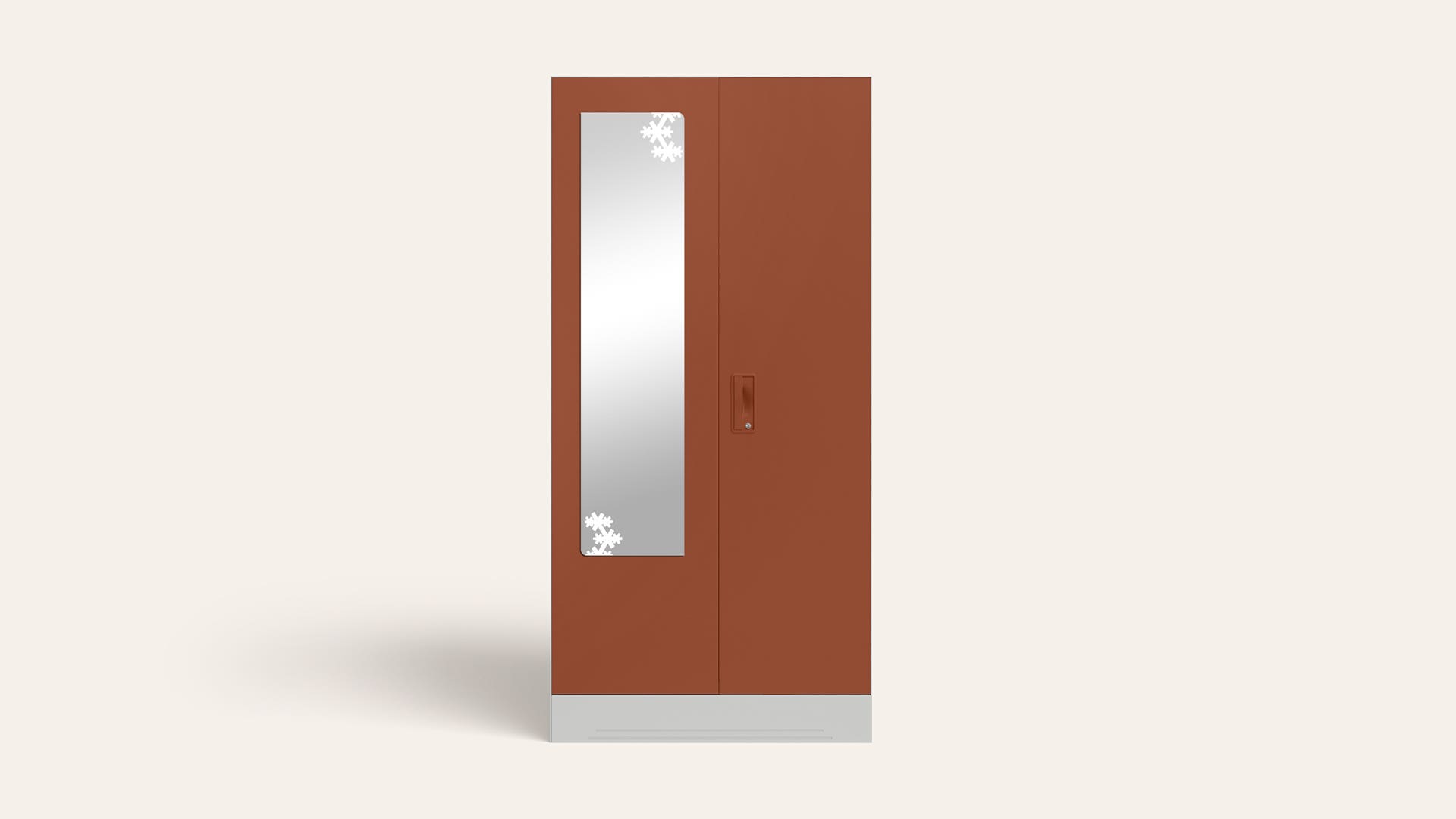Slimline 2-Door Steel Almirah/Wardrobe with Star Mirror (Baked Clay)