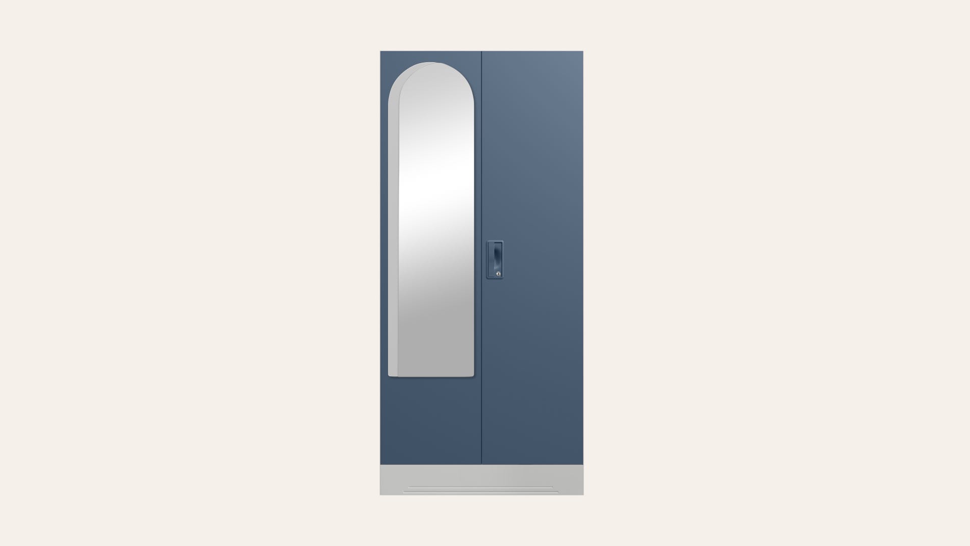 Slimline 2-Door Steel Almirah/Wardrobe with Halo Mirror (Blue Fusion)