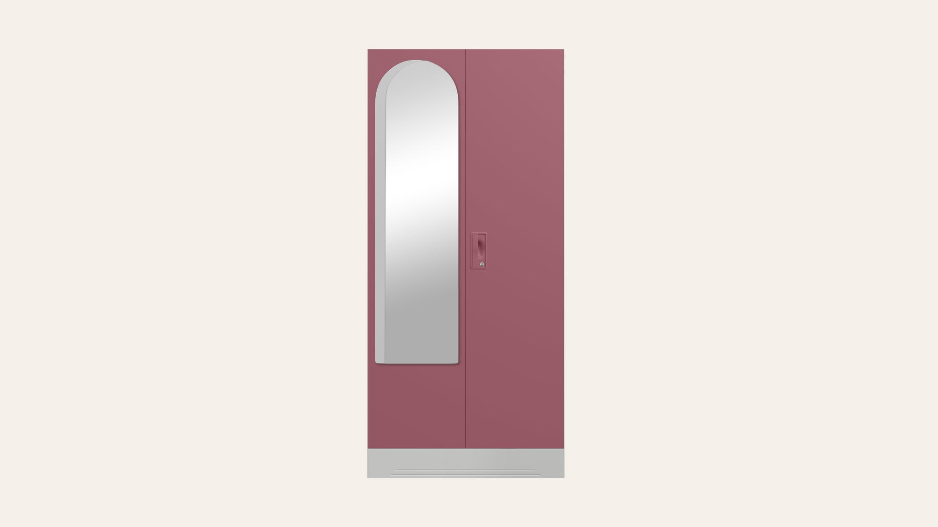 Slimline 2-Door Steel Almirah/Wardrobe with Halo Mirror (Dusty Rose)