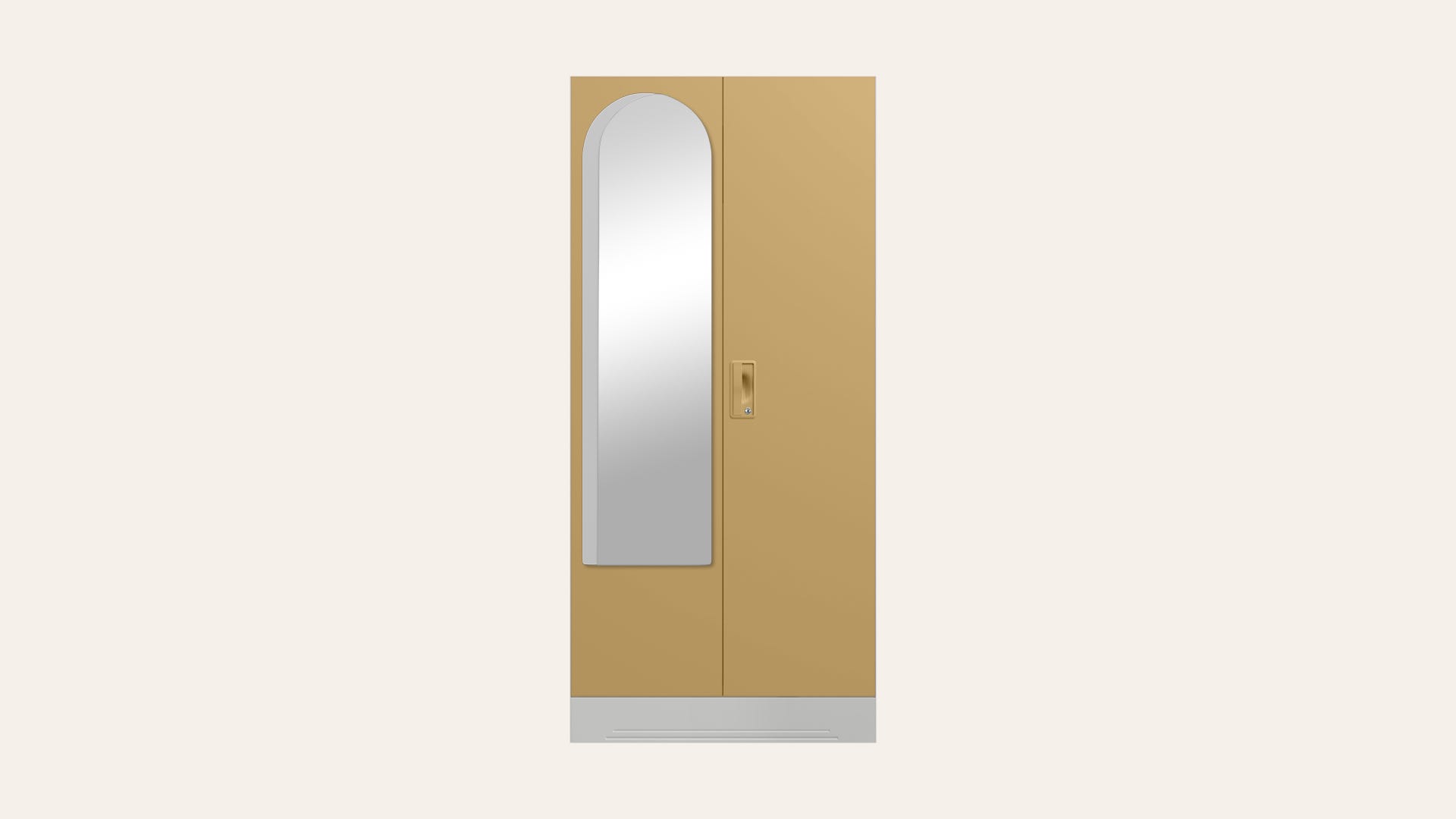 Slimline 2-Door Steel Almirah/Wardrobe with Halo Mirror (Iced Coffee)