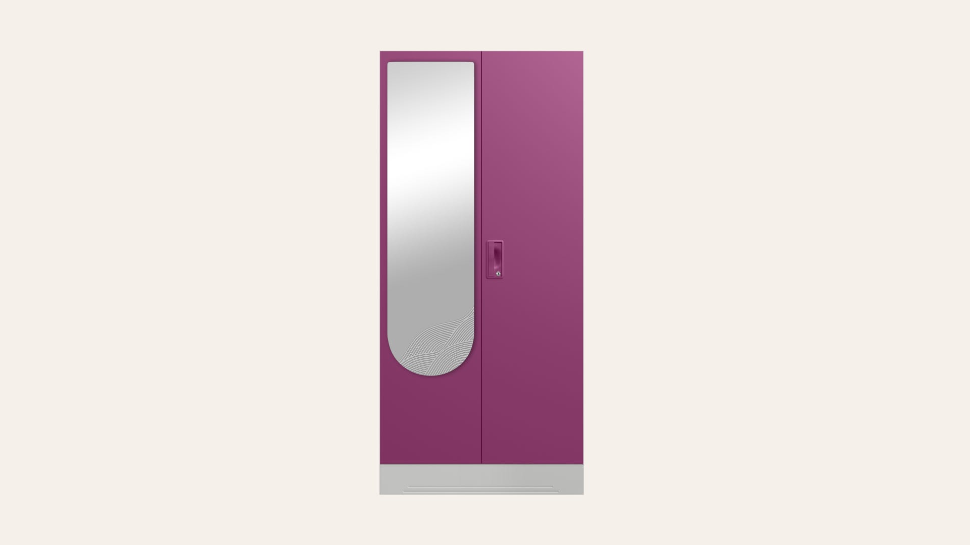 Slimline 2-Door Steel Almirah/Wardrobe with Wave Mirror (Purple)