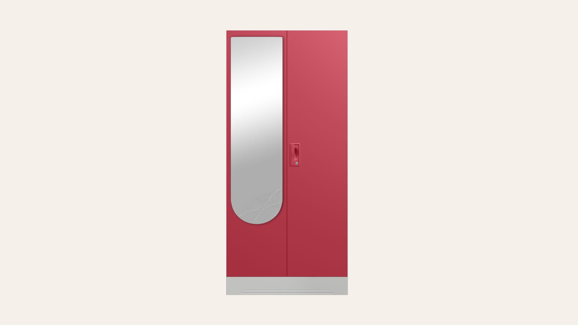 Slimline 2-Door Steel Almirah/Wardrobe with Wave Mirror (Winterberry)