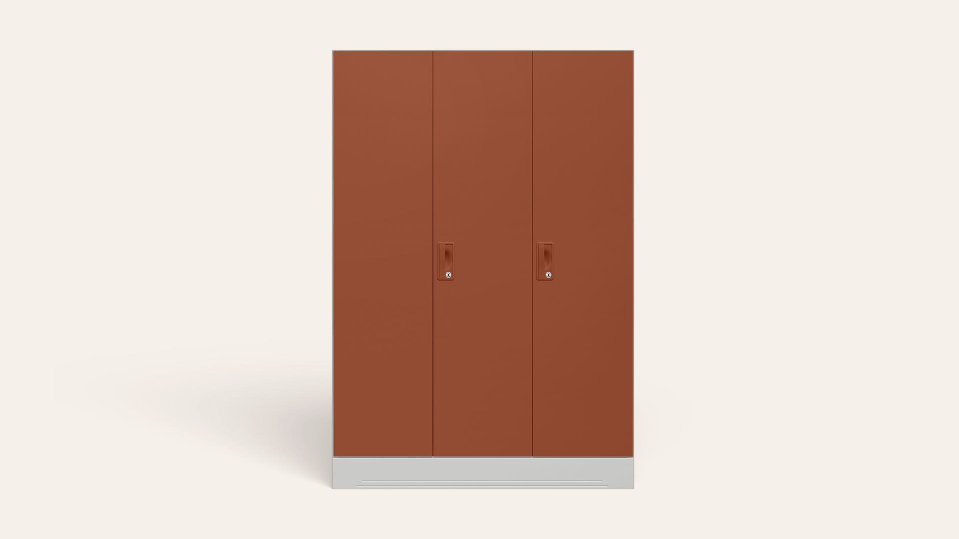 Slimline 3-Door Steel Almirah/Wardrobe (Baked Clay)