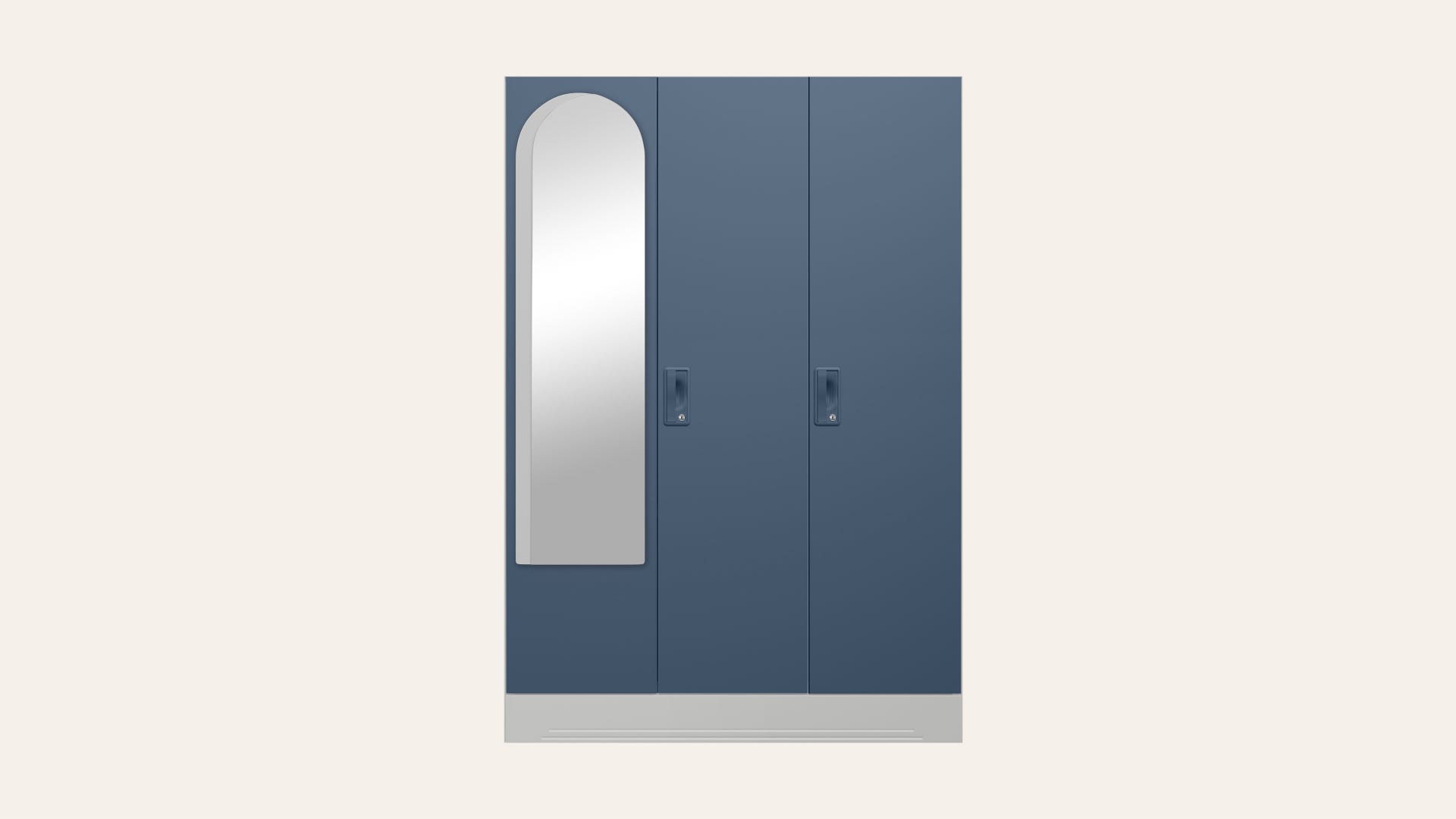 Slimline 3-Door Steel Almirah/Wardrobe with Halo Mirror (Blue Fusion)