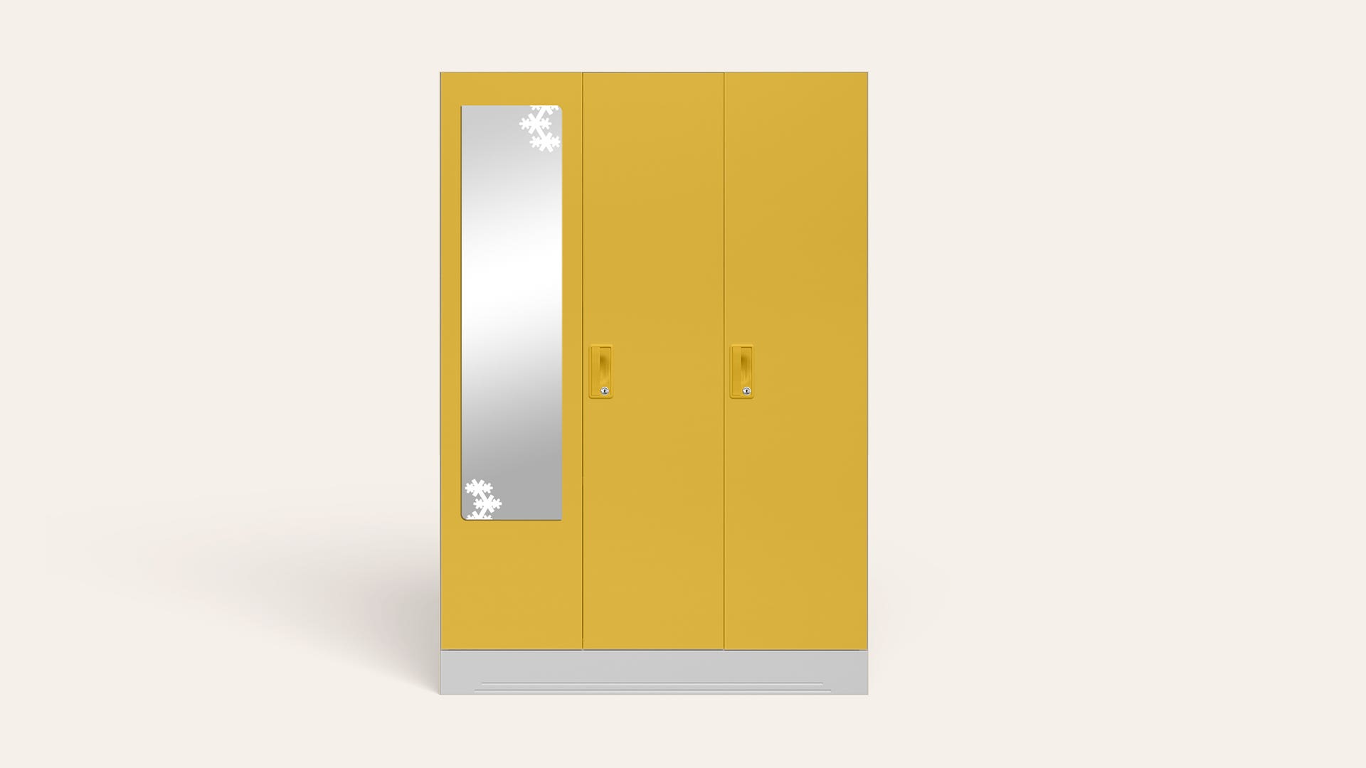 Slimline 3-Door Steel Almirah/Wardrobe with Star Mirror (Calendula)