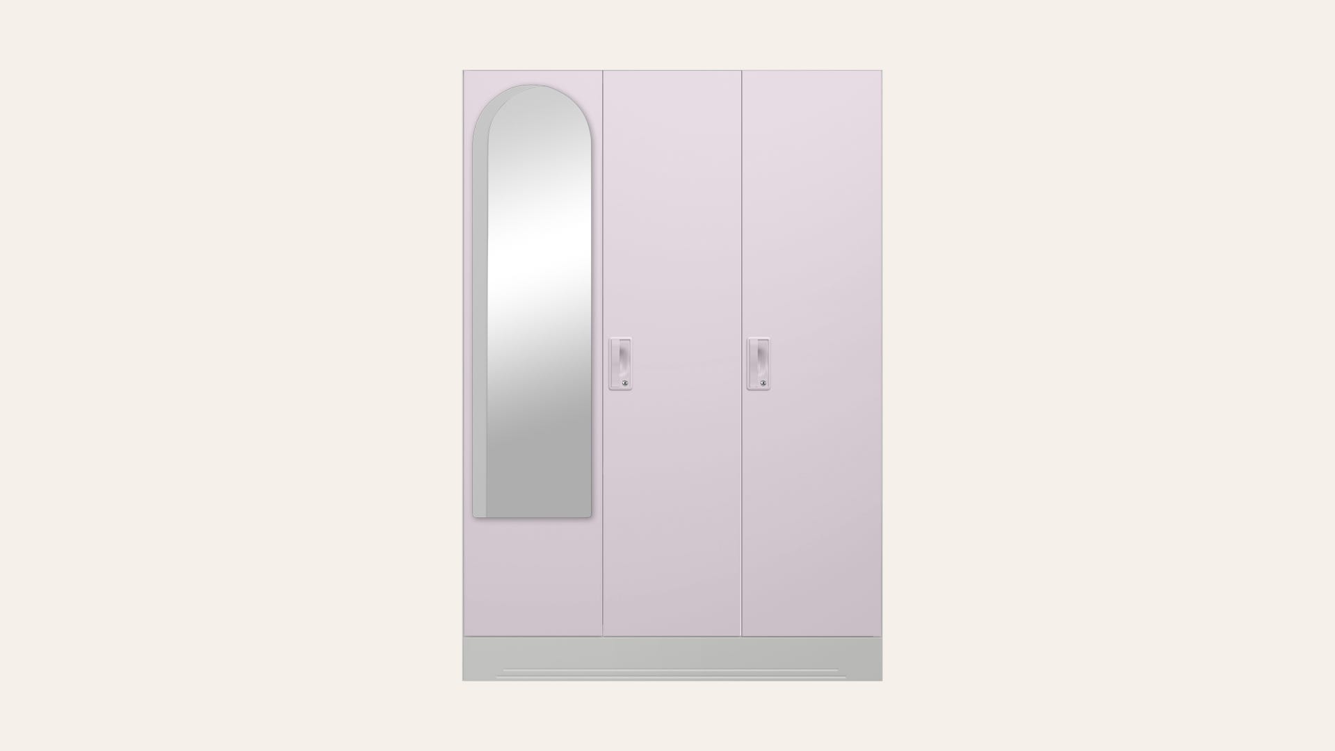 Slimline 3-Door Steel Almirah/Wardrobe with Halo Mirror (Lilac Glaze)