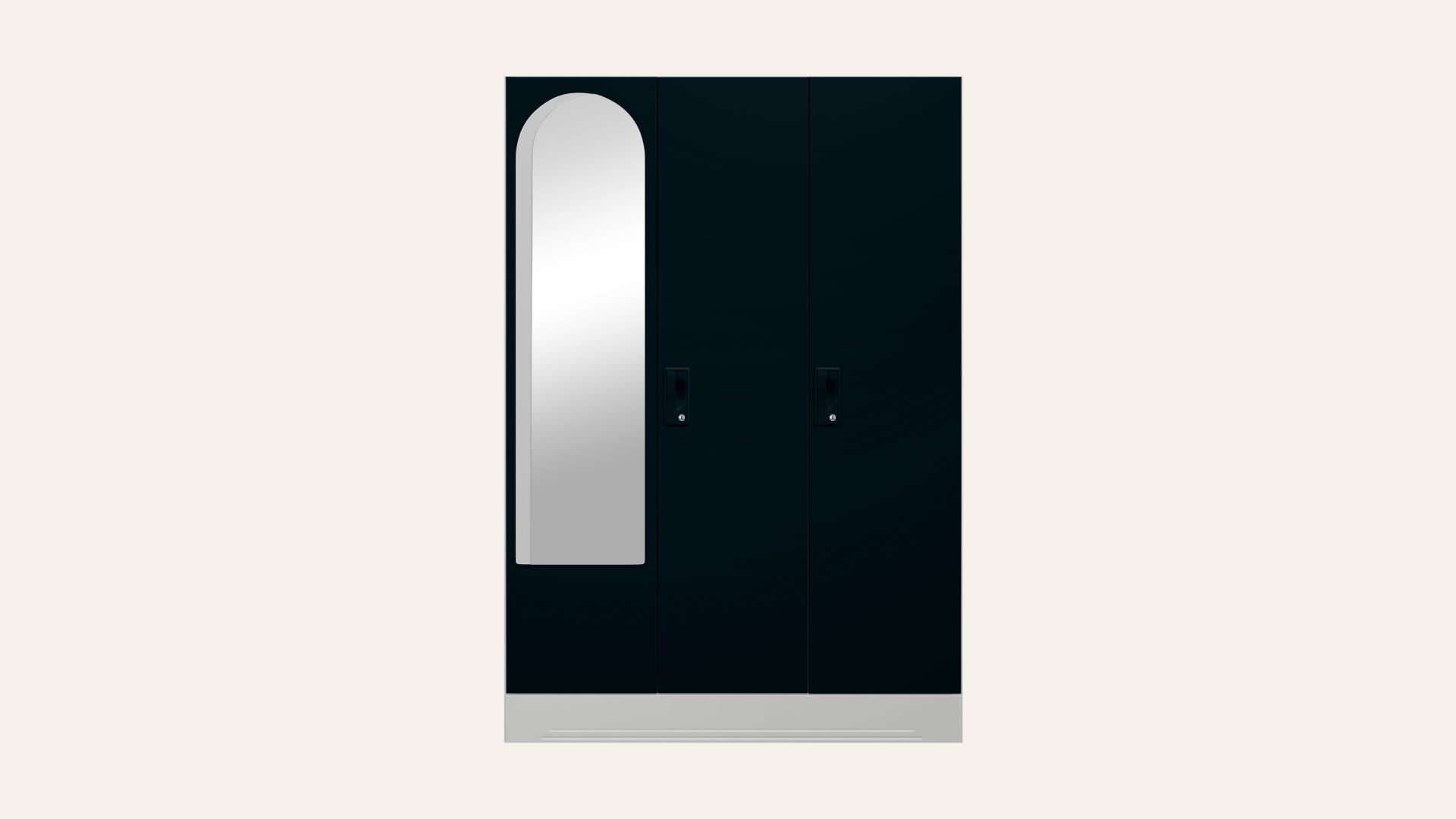Slimline 3-Door Steel Almirah/Wardrobe with Halo Mirror (Pacific Blue)