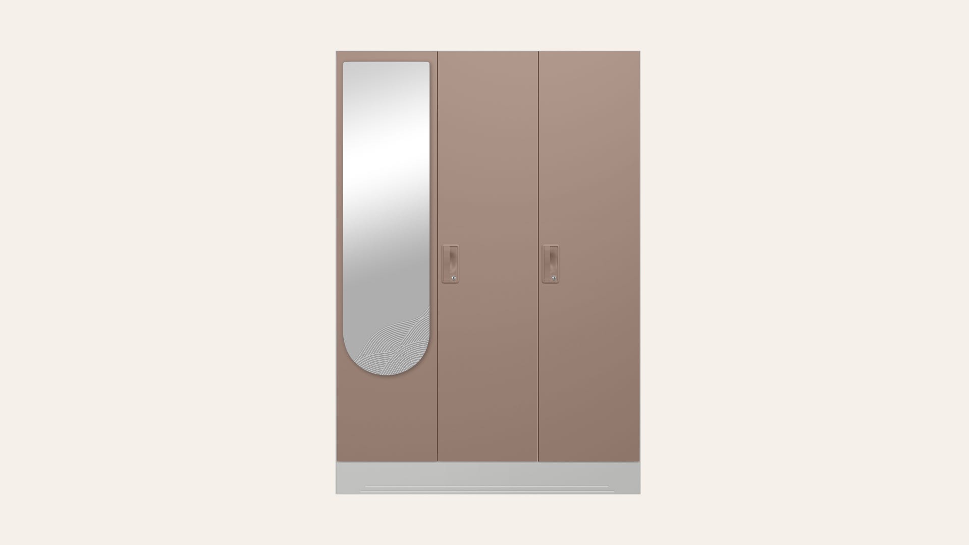 Slimline 3-Door Steel Almirah/Wardrobe with Wave Mirror (Portabella)