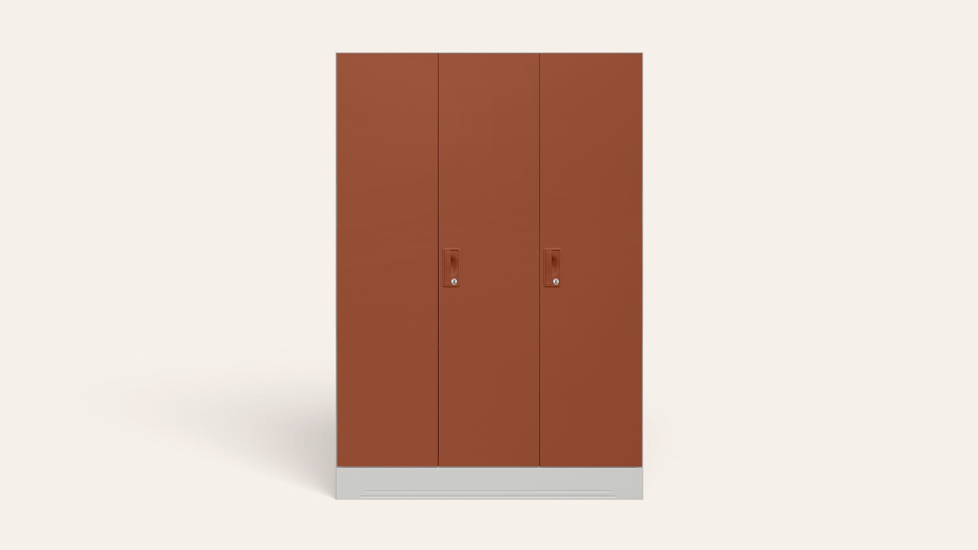 Slimline 3-Door Steel Almirah/Wardrobe (Baked Clay)