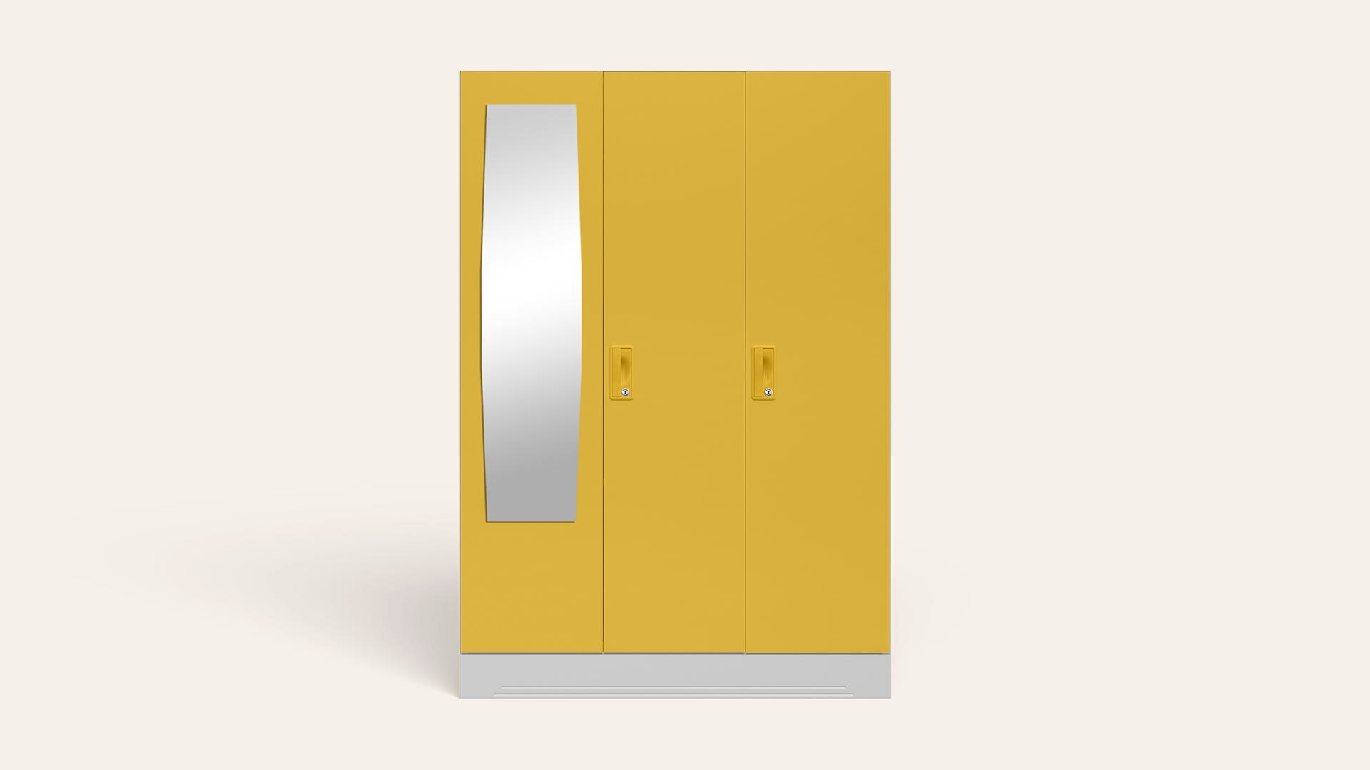 Slimline 3-Door Steel Almirah/Wardrobe with Plain Mirror (Calendula)