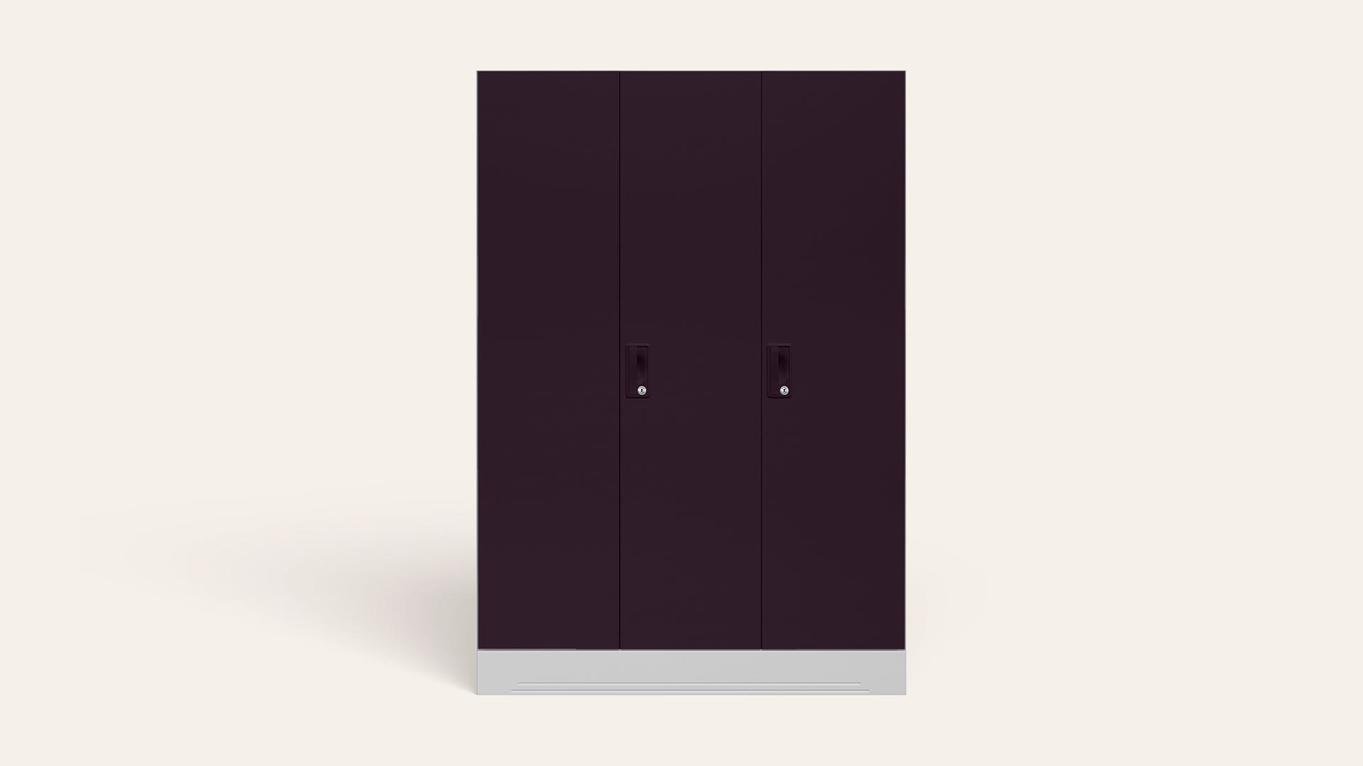 Slimline 3 Door Steel Almirah/Wardrobe (Textured Shellwine Red and Royal Ivory)